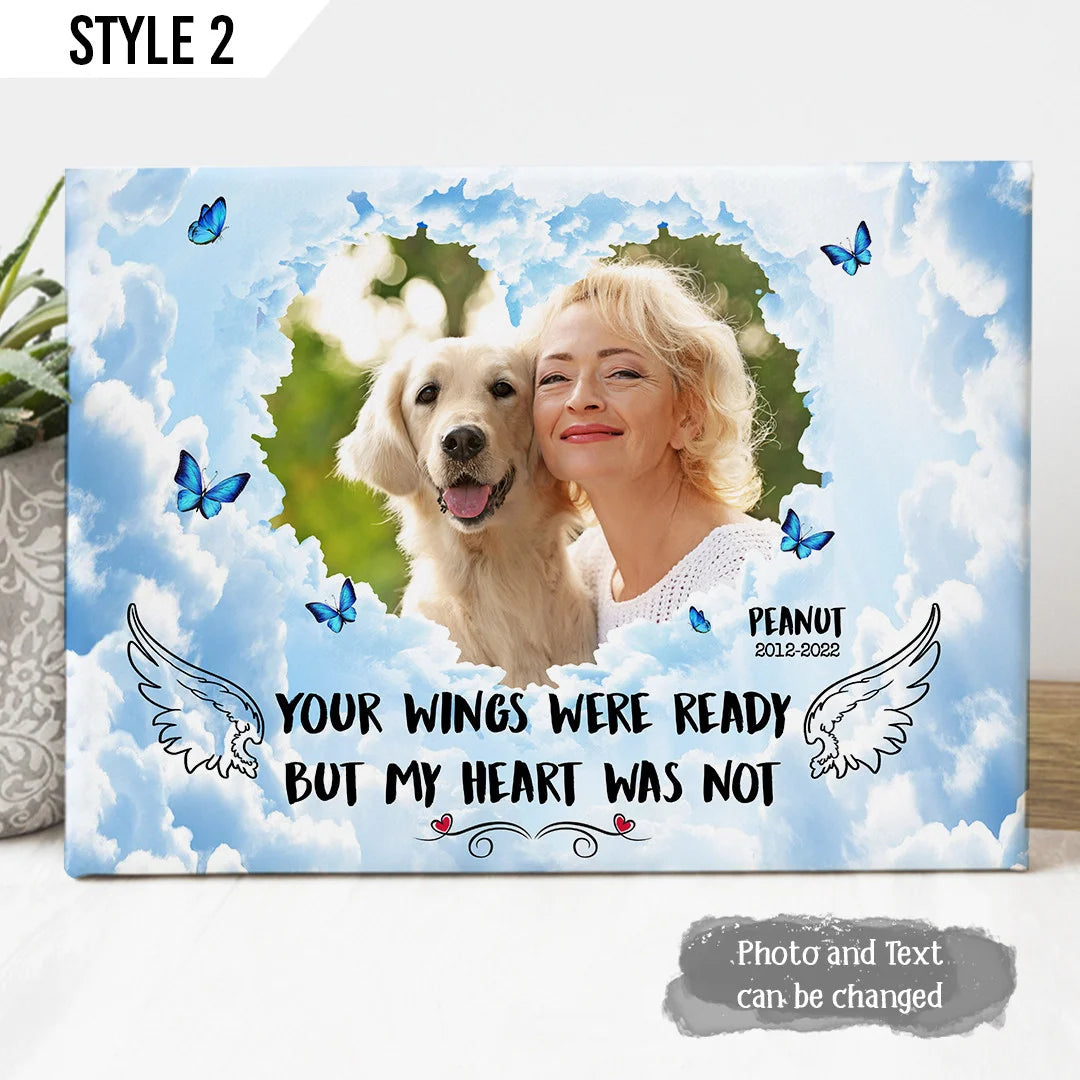 Dog Cat Landscape Canvas - Personalized Dog Cat Memorial Canvas - Custom Gift For Dog Cat Lovers - Your Wings Were Ready But My Heart Was Not