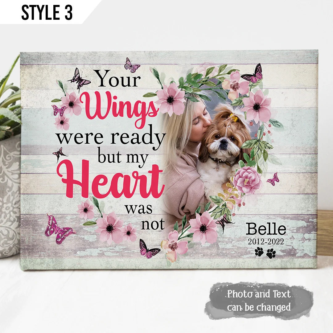 Dog Cat Landscape Canvas - Personalized Dog Cat Memorial Canvas - Custom Gift For Dog Cat Lovers - Your Wings Were Ready But My Heart Was Not