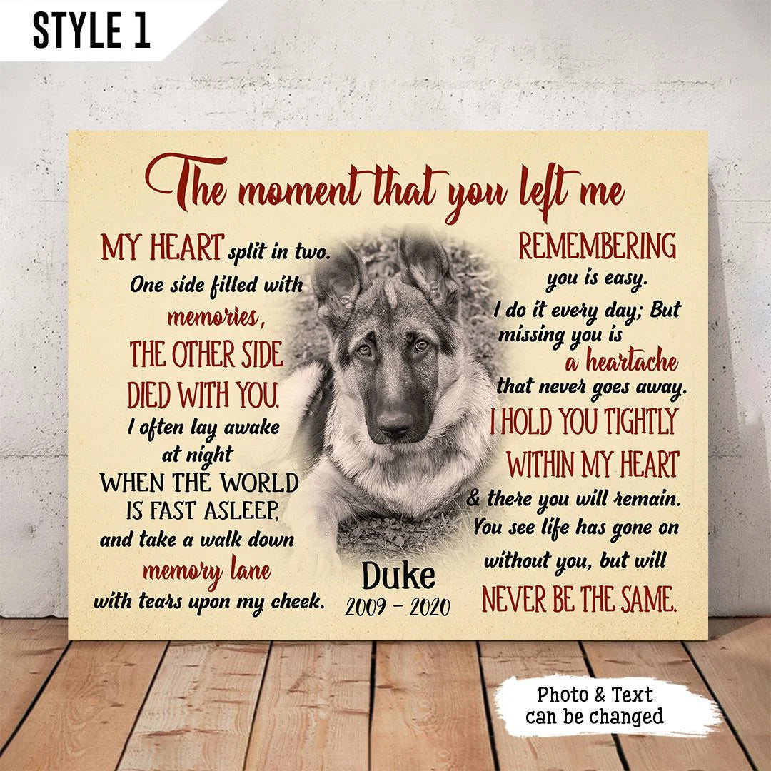 Dog Cat Landscape Canvas - Personalized Dog Cat Memorial Canvas - Custom Gift For Dog Cat Lovers - The Moment That You Left Me My Heart Landscape Canvas