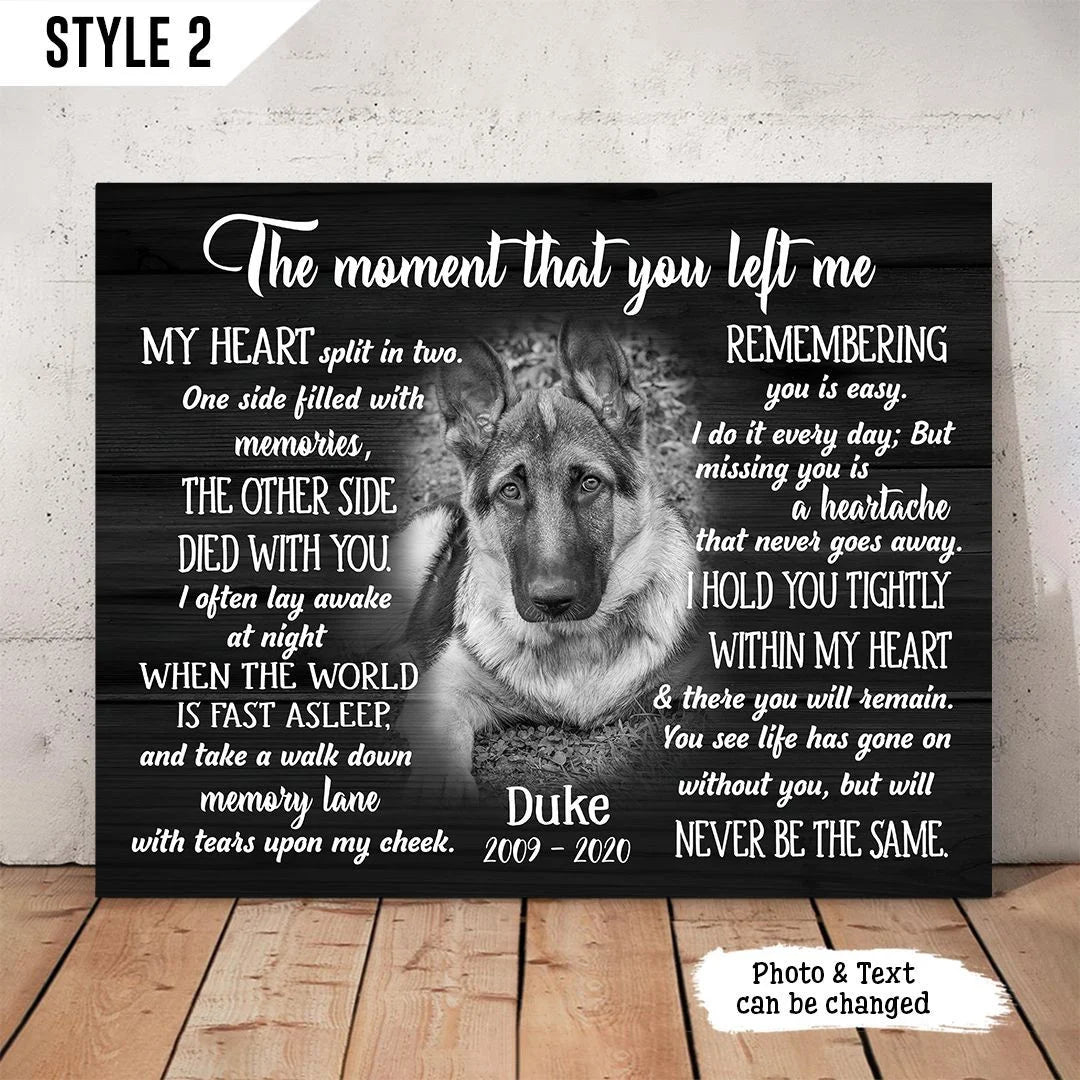 Dog Cat Landscape Canvas - Personalized Dog Cat Memorial Canvas - Custom Gift For Dog Cat Lovers - The Moment That You Left Me My Heart Landscape Canvas