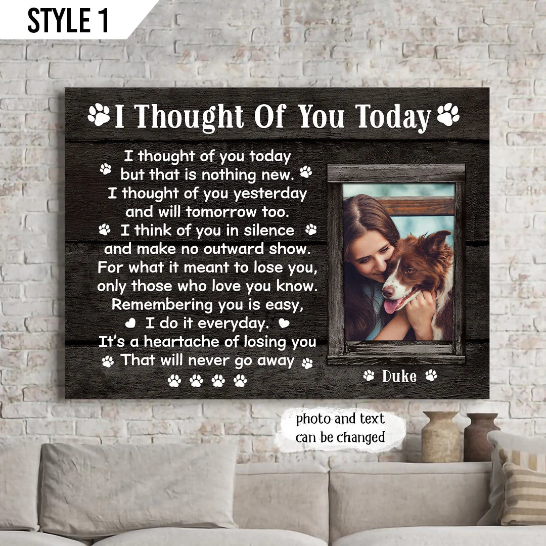 Dog Cat Landscape Canvas - Personalized Dog Cat Memorial Canvas - Custom Gift For Dog Cat Lovers - I Thought Of You Today But That Is Nothing New