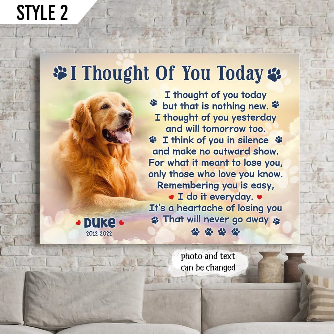 Dog Cat Landscape Canvas - Personalized Dog Cat Memorial Canvas - Custom Gift For Dog Cat Lovers - I Thought Of You Today But That Is Nothing New