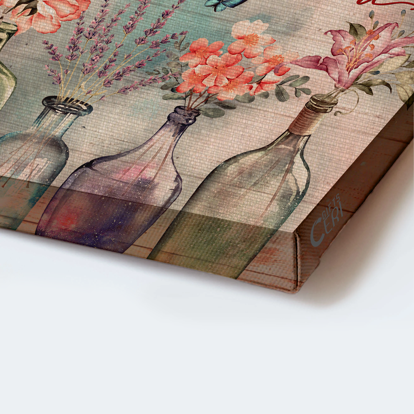 Heaven Landscape Canvas - Light pink flower, Crystal vase, Beautiful sky Canvas - Memorial Gift For Family Members - As long as I breathe, You'll be remembered Heaven Landscape Canvas