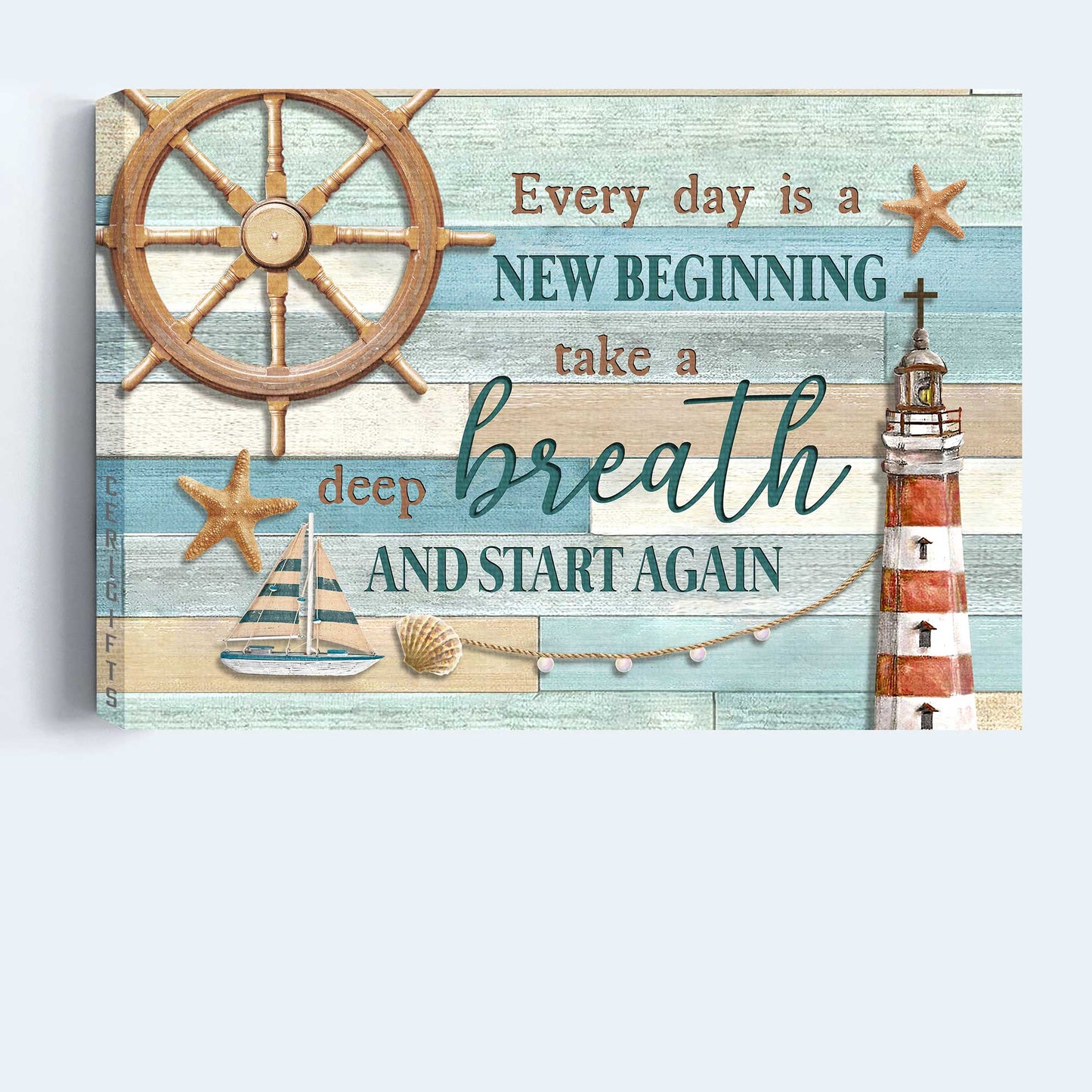 Jesus Landscape Canvas- Lighthouse, Helm, Boat canvas- Gift for Christian- Every day is a new beginning - Landscape Canvas Prints, Wall Art