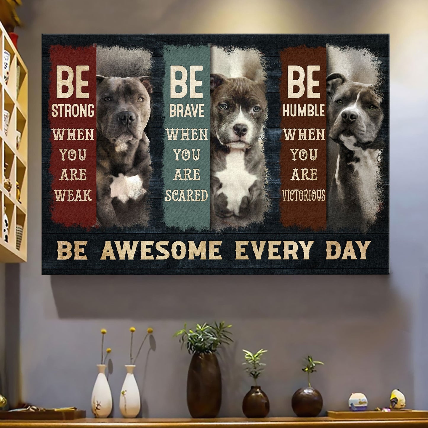 Pit Bull Landscape Canvas - Amazing Pit Bull Landscape Canvas - Gift For Pit Bull Lover - Be Awesome Every Day