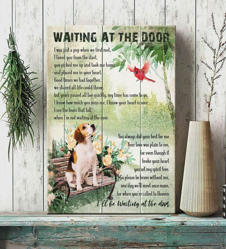 Jesus Portrait Canvas - Beagle, Cardinal, In the park Portrait Canvas - Gift For Christian - Waiting at the door for you
