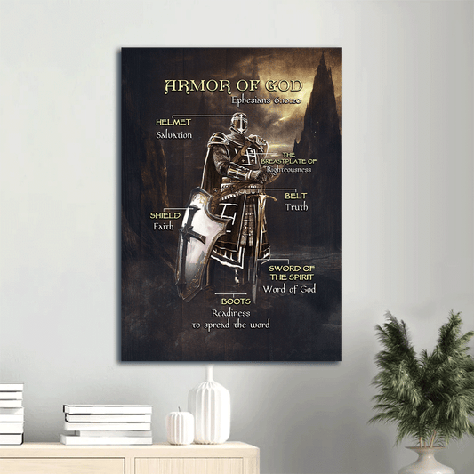 Jesus Portrait Canvas - Armor Of God, The Knight Of God, Warrior Painting, Under The Command Of God Portrait Canvas- Gift For Christian