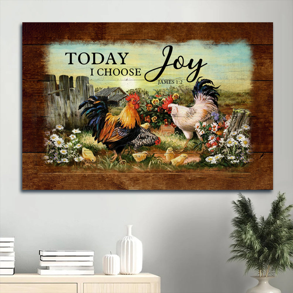 Jesus Landscape Canvas- Amazing Chicken, Farm Landscape Canvas- Gift For Christian-Today I Choose Joy