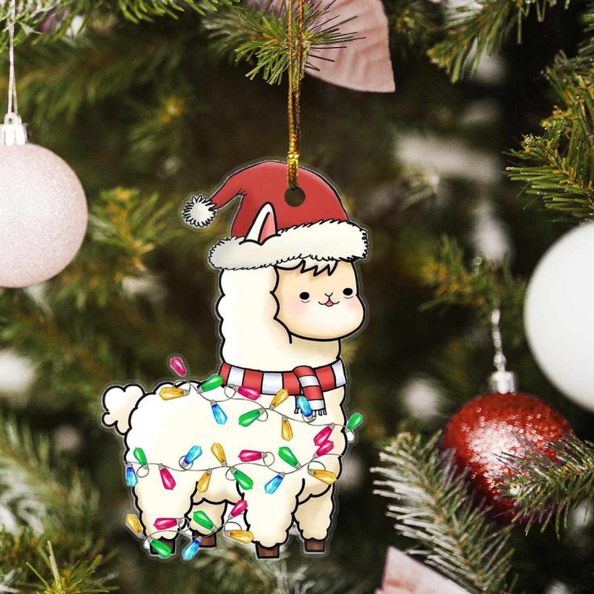 Sheep Santa Claus Red Hat Custom Plastic Acrylic Ornaments Xmas Gifts for Family Friends
