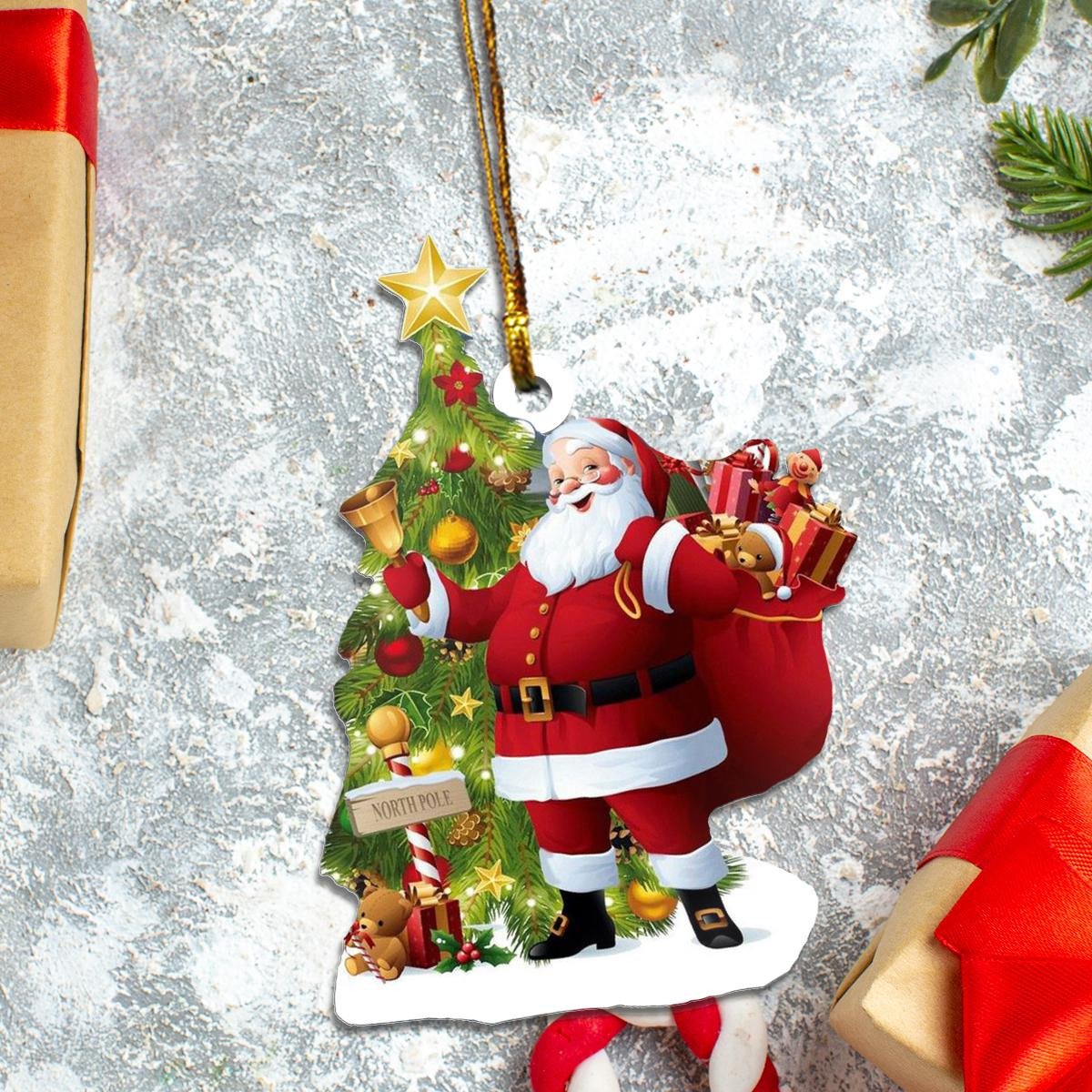 Merry Christmas Santa Custom Plastic Acrylic Ornaments Xmas Gifts for Family Friends