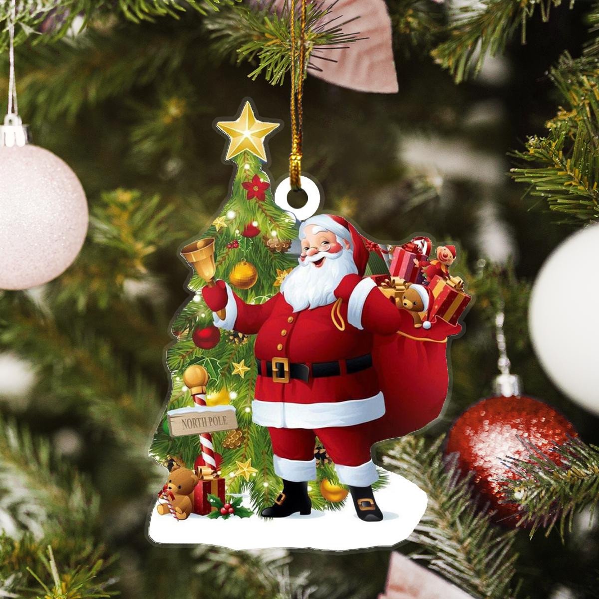 Merry Christmas Santa Custom Plastic Acrylic Ornaments Xmas Gifts for Family Friends