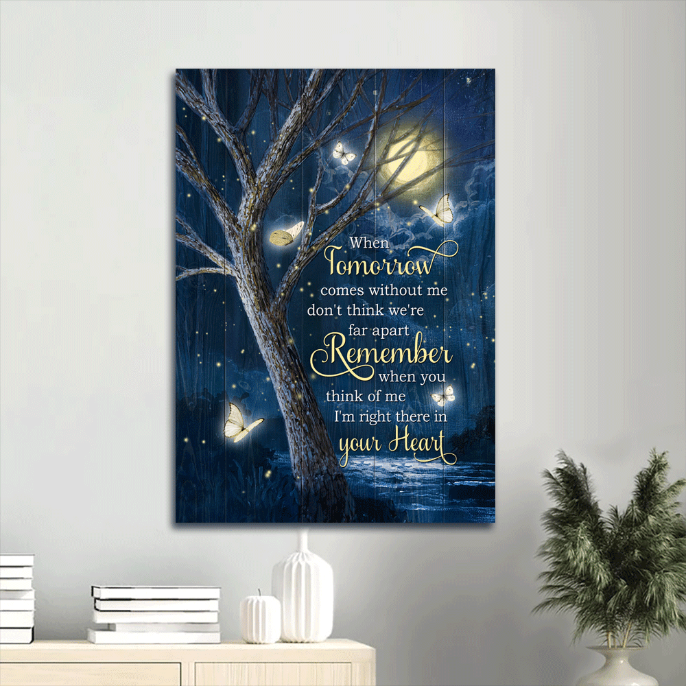 Heaven Portrait Canvas - White butterfly, Full moon Portrait Canvas - Gift For Family Member - When tomorrow comes
