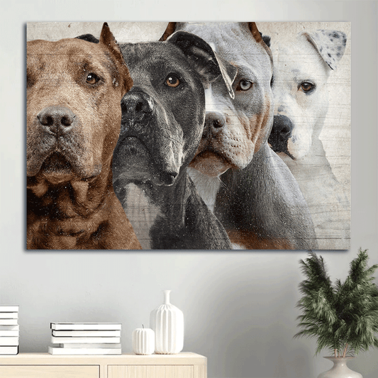 Pitbull Landscape Canvas- Awesome Pitbull, Pitbull Family, Dog Landscape Canvas- Gift For Pitbull Lover