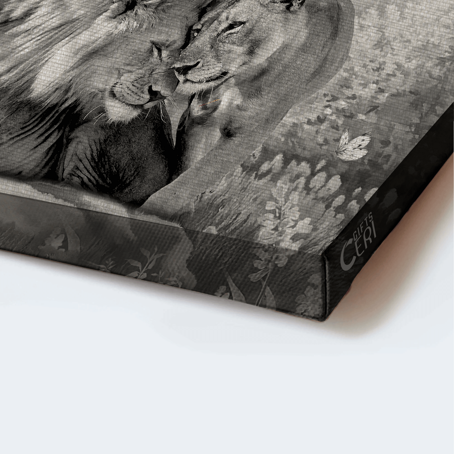 Couple Landscape Canvas- Lion couple, Black and white painting, A peaceful time- Anniversary gift for couple, lover- My favorite place in this world is beside you - Landscape Canvas Prints, Wall Art