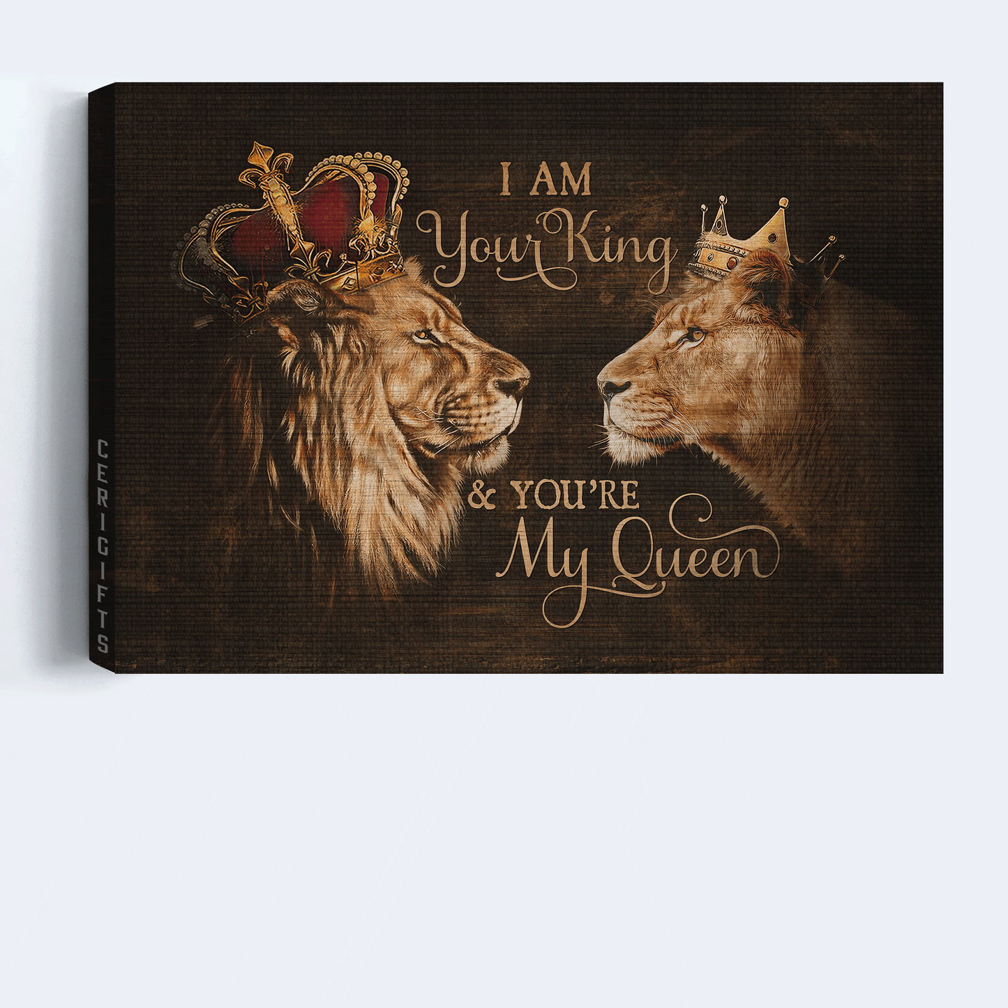 Couple Landscape Canvas- Lion couple, Lion of Judah canvas- Anniversary gift for couple, lover- I am your King and you're my Queen - Landscape Canvas Prints, Christian Wall Art