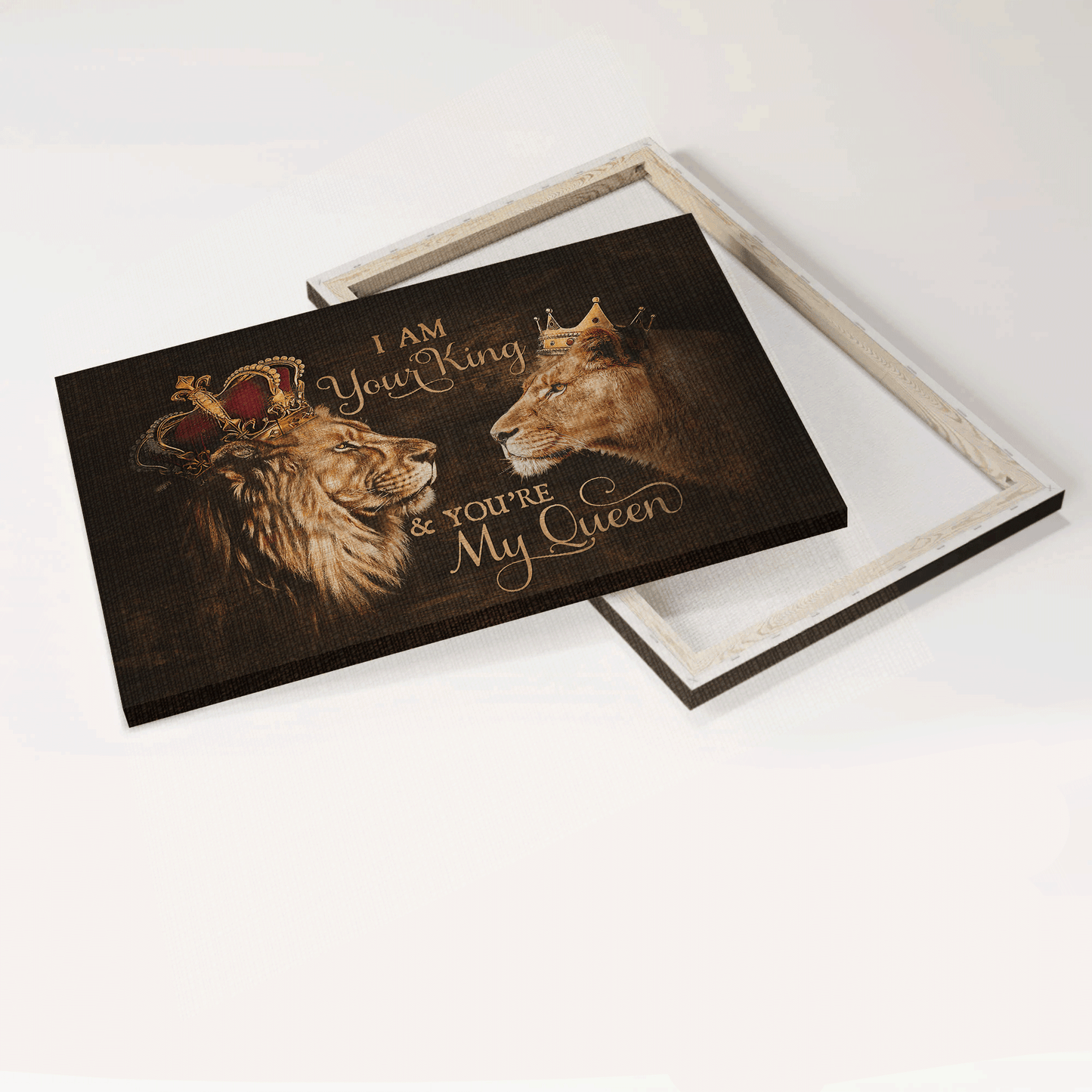 Couple Landscape Canvas- Lion couple, Lion of Judah canvas- Anniversary gift for couple, lover- I am your King and you're my Queen - Landscape Canvas Prints, Christian Wall Art