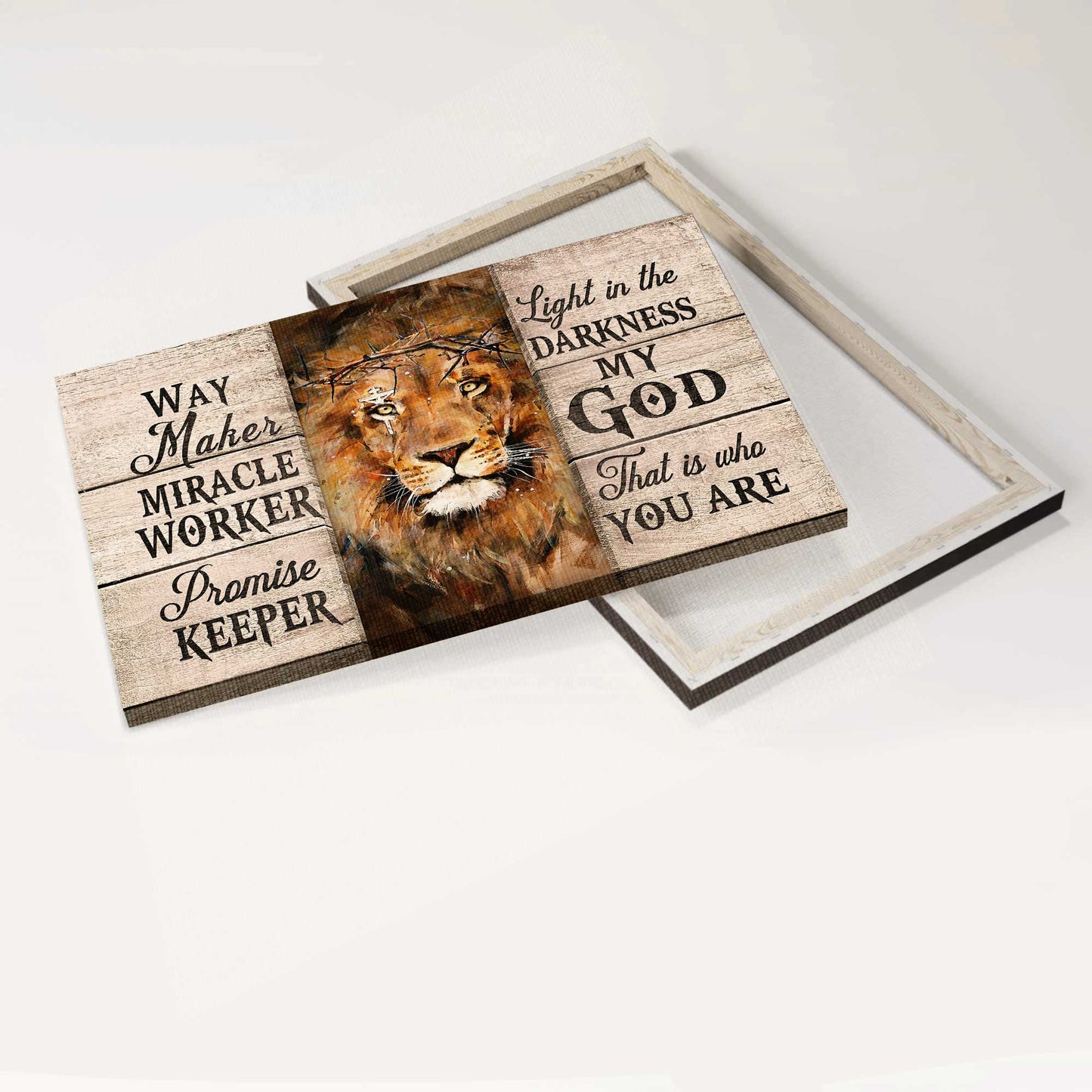 Jesus Landscape Canvas- Lion king painting, Cross symbol canvas- Gift for Christian- Way maker, miracle worker - Landscape Canvas Prints, Wall Art