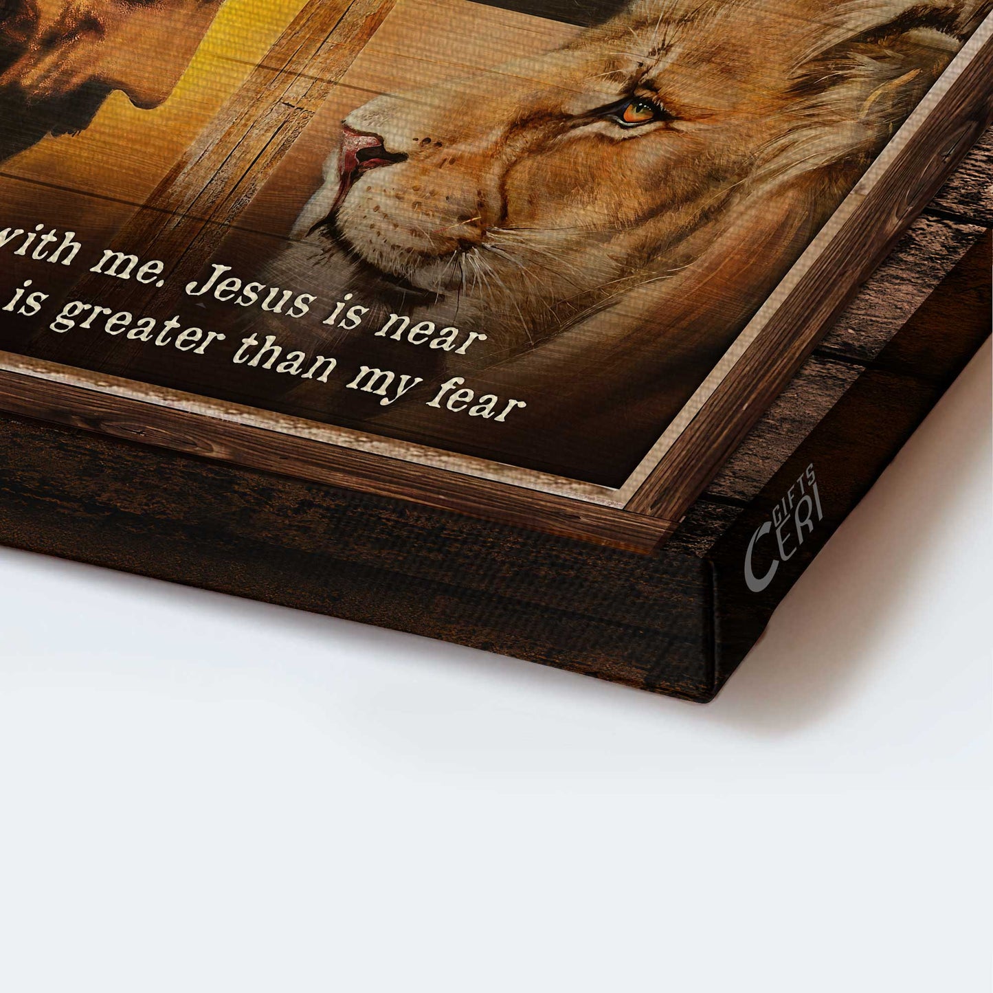 Jesus Landscape Canvas- Lion of Judah, Big cross, The life of Jesus canvas- Gift for Christian- God is with me, Jesus is near - Landscape Canvas Prints, Christian Wall Art