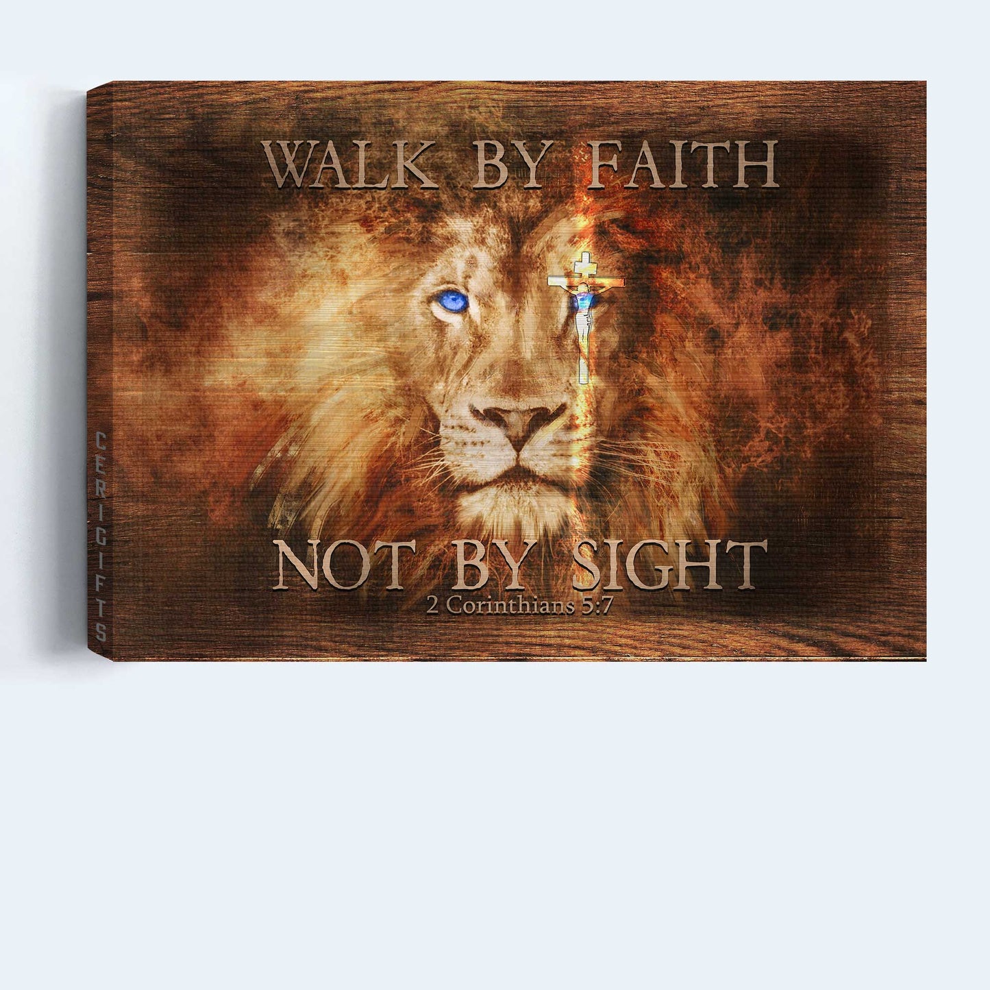 Jesus Landscape Canvas- Lion of Judah, Cross canvas- Gift for Christian- Walk by faith not by sight - Landscape Canvas Prints, Wall Art