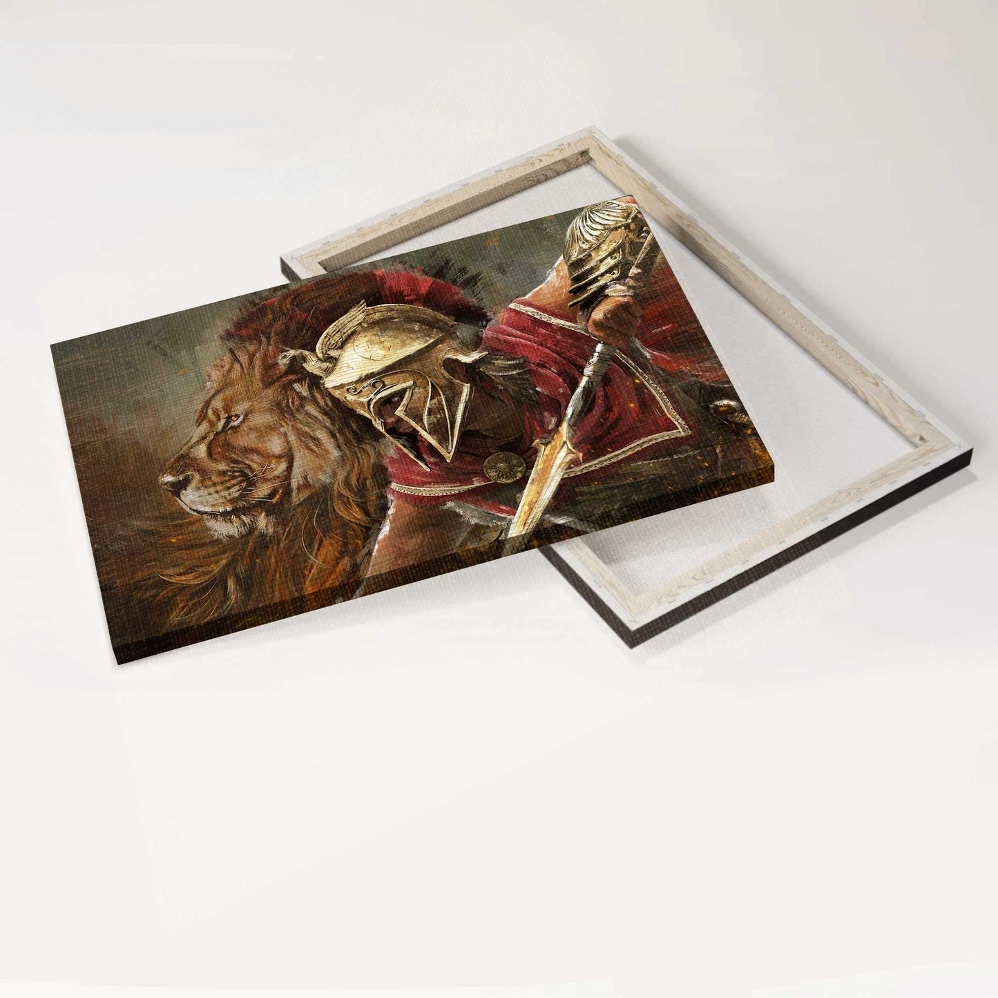 Jesus Landscape Canvas- Lion of Judah, Helmet of salvation, Great painting, A brave warrior of God- Gift for Christian - Landscape Canvas Prints, Christian Wall Art