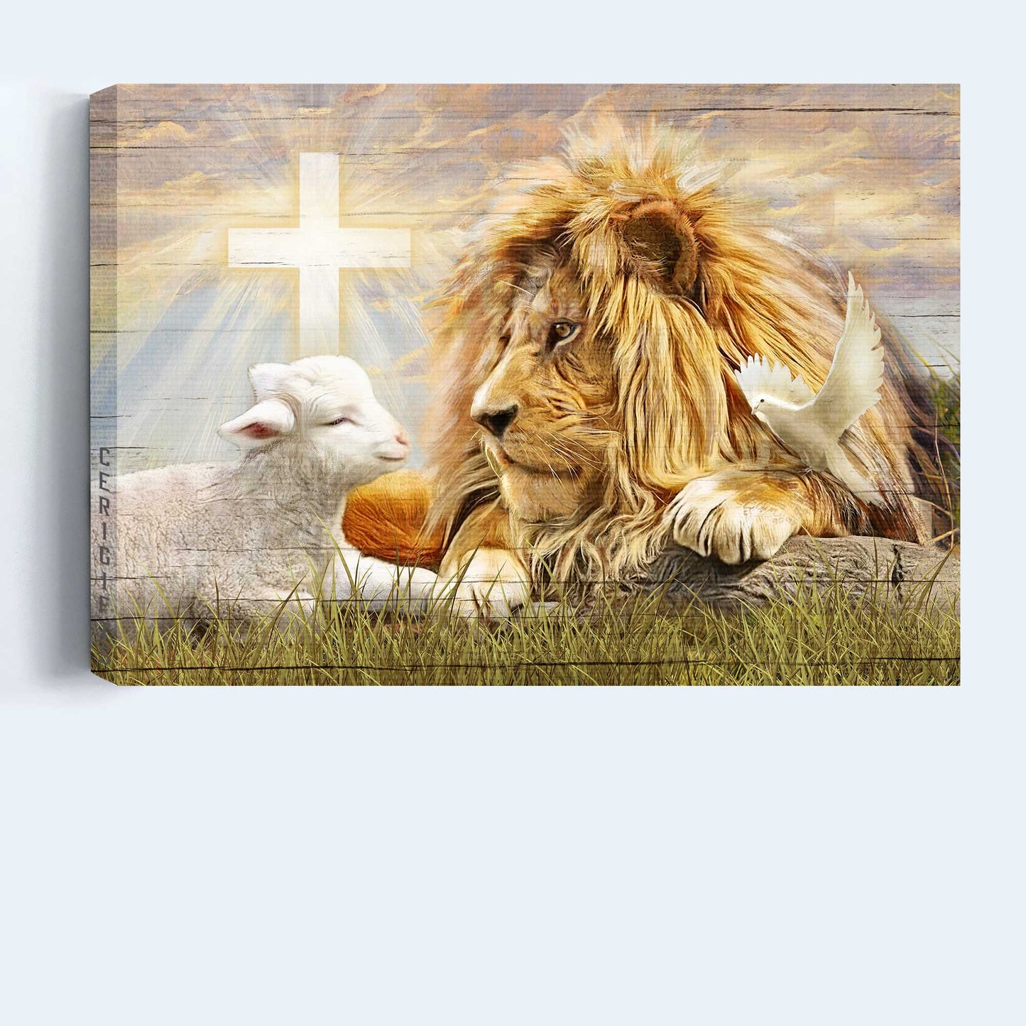 Jesus Landscape Canvas- Lion of Judah, Lamb of God, The amazing encounter, White dove - Gift for Christian - Landscape Canvas Prints, Wall Art