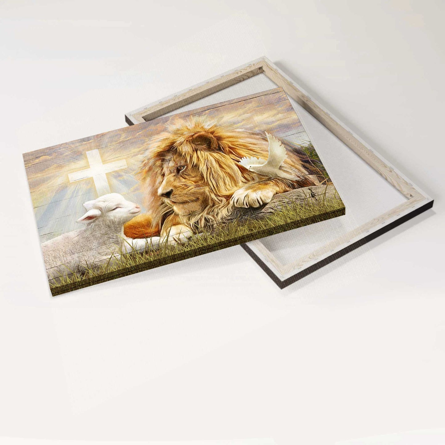 Jesus Landscape Canvas- Lion of Judah, Lamb of God, The amazing encounter, White dove - Gift for Christian - Landscape Canvas Prints, Wall Art