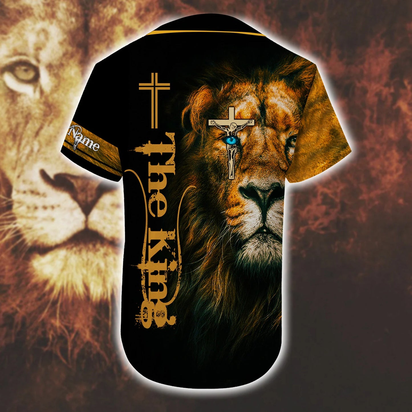 Personalized Jesus Baseball Jersey - Cross, Lion Baseball Jersey - Gift For Christians - The King Custom Printed Baseball Jersey Shirt For Men Women