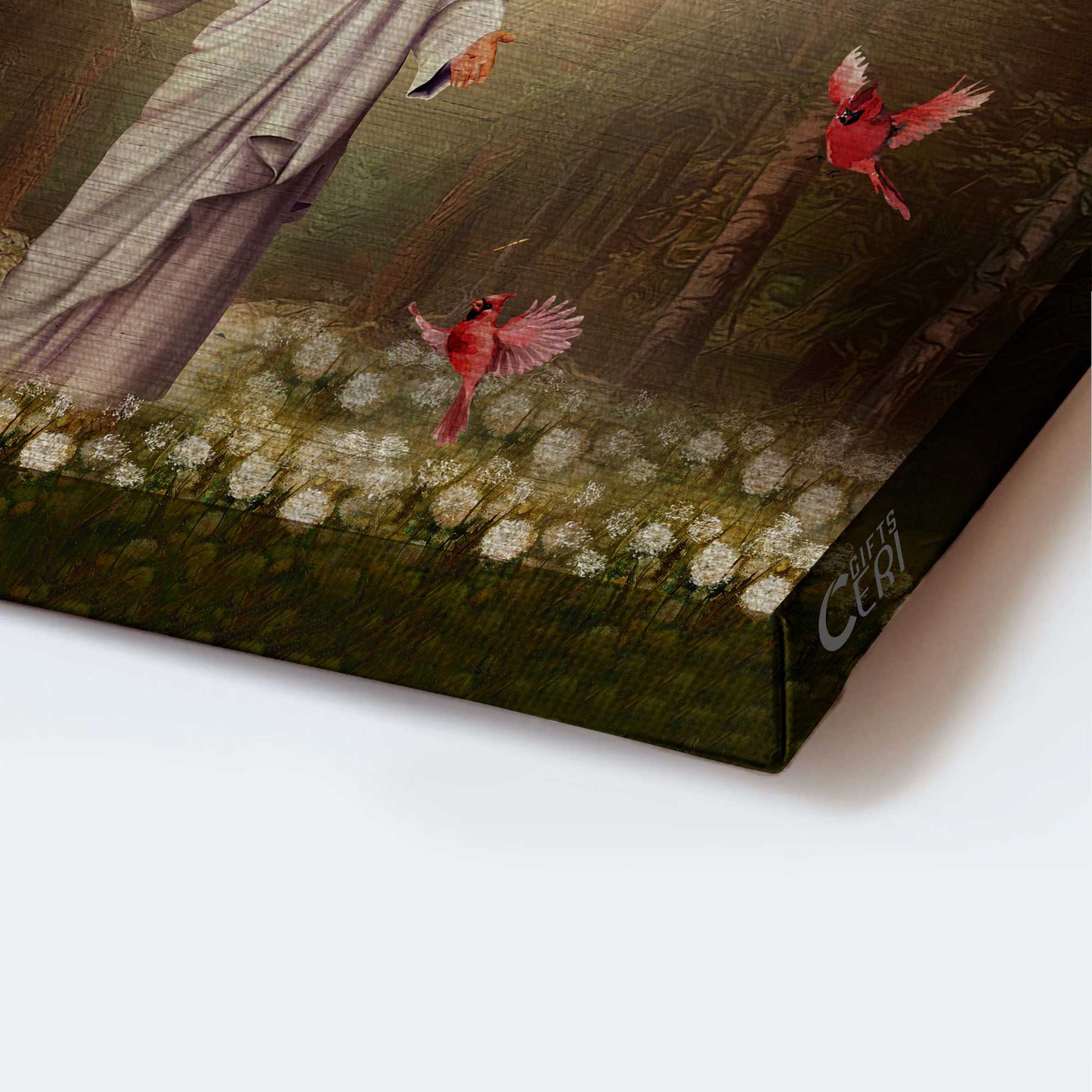 Jesus Landscape Canvas- Amazing Forest, Jesus Painting, Pretty Cardinal, Beautiful Dandelion Field Landscape Canvas- Gift For Christian