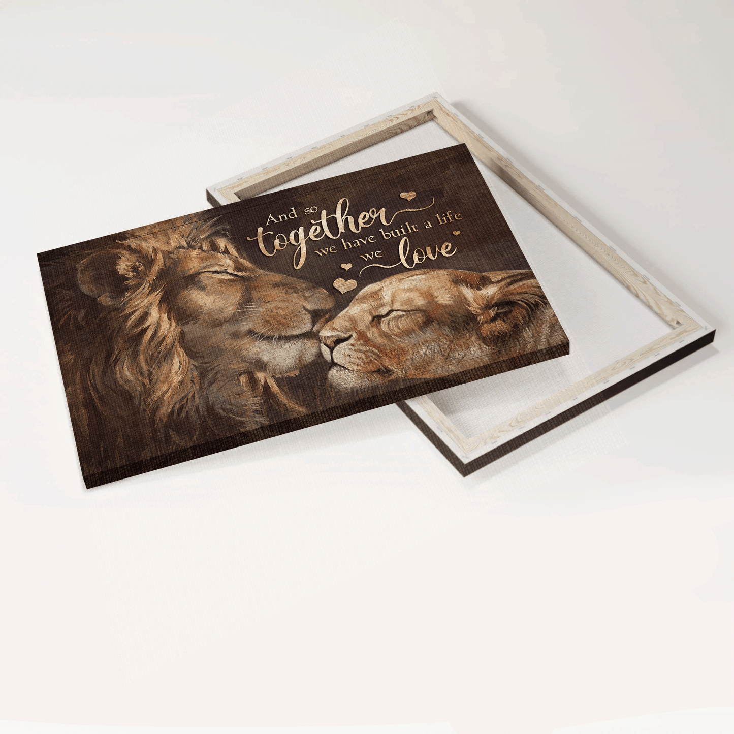 Couple Landscape Canvas - Lion painting, Lion couple Landscape Canvas - Gift For Couple, Spouse, Lover - Together we have built a life we love Landscape Canvas