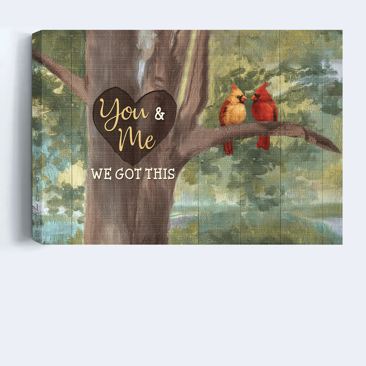 Gift For Family member - Family Landscape Canvas - Little cardinal, Oldest tree, Green forest, You and me, We got this Landscape Canvas