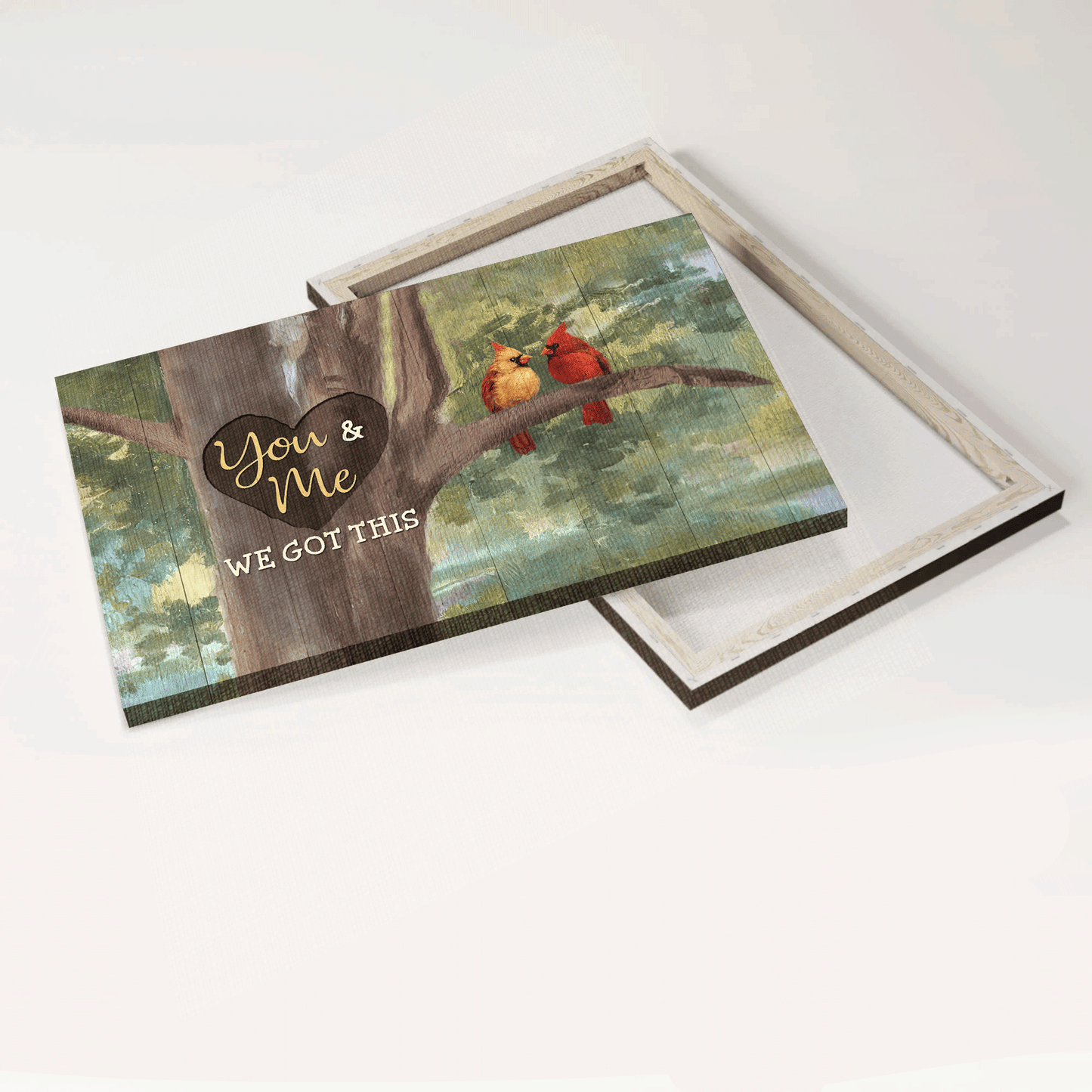 Gift For Family member - Family Landscape Canvas - Little cardinal, Oldest tree, Green forest, You and me, We got this Landscape Canvas