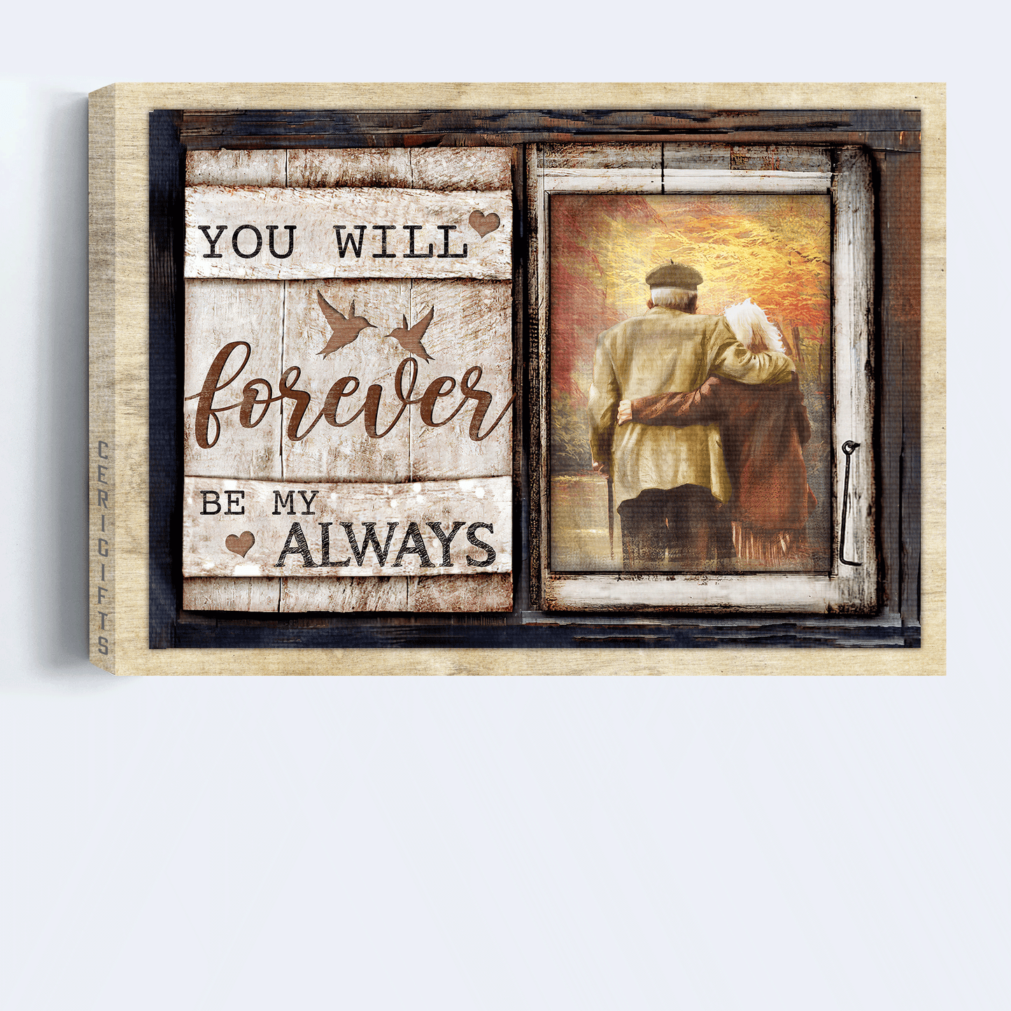 Couple Landscape Canvas - Loving old couple, Autumn forest Landscape Canvas - Gift For Couple, Spouse, Lover - You will forever be my always Landscape Canvas
