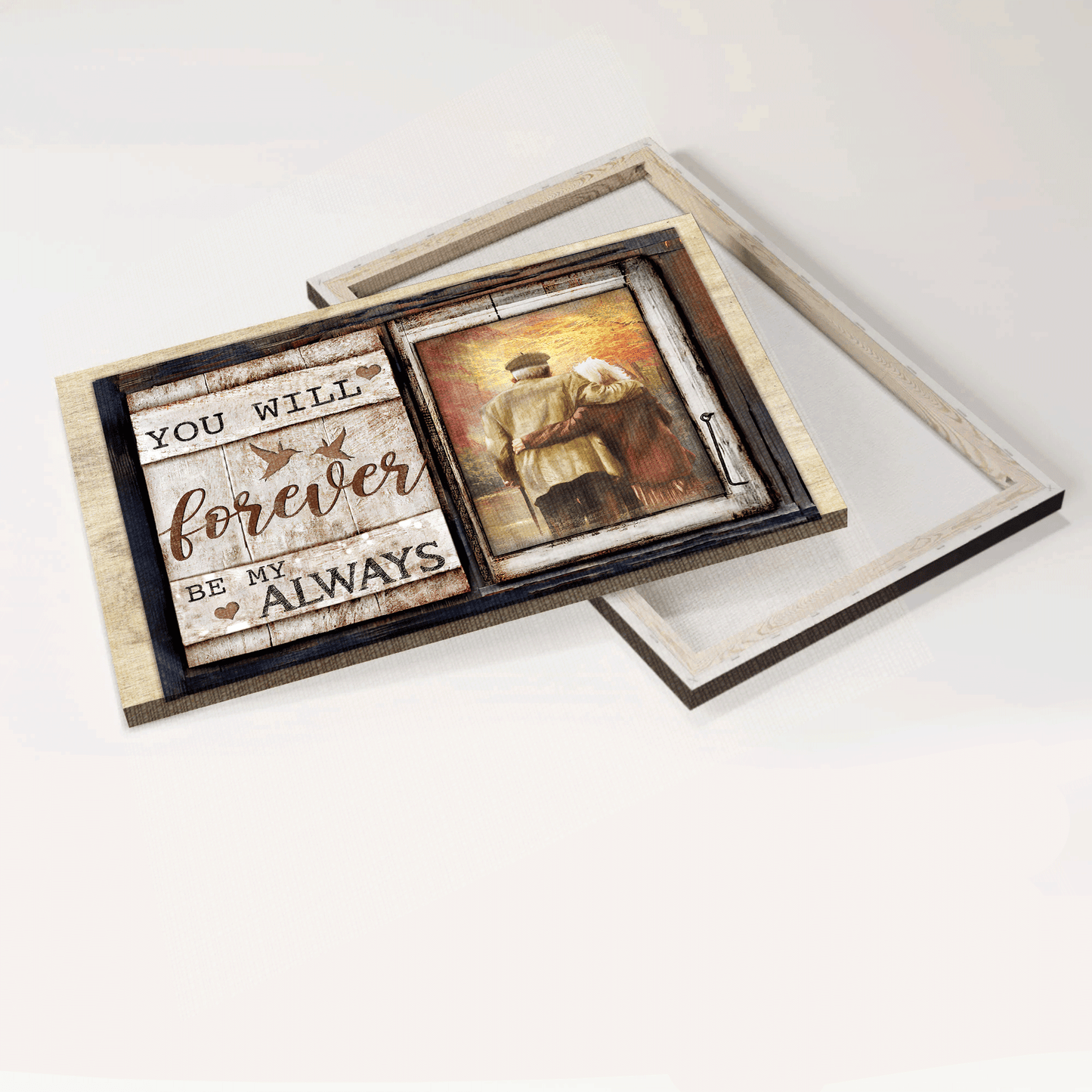 Couple Landscape Canvas - Loving old couple, Autumn forest Landscape Canvas - Gift For Couple, Spouse, Lover - You will forever be my always Landscape Canvas