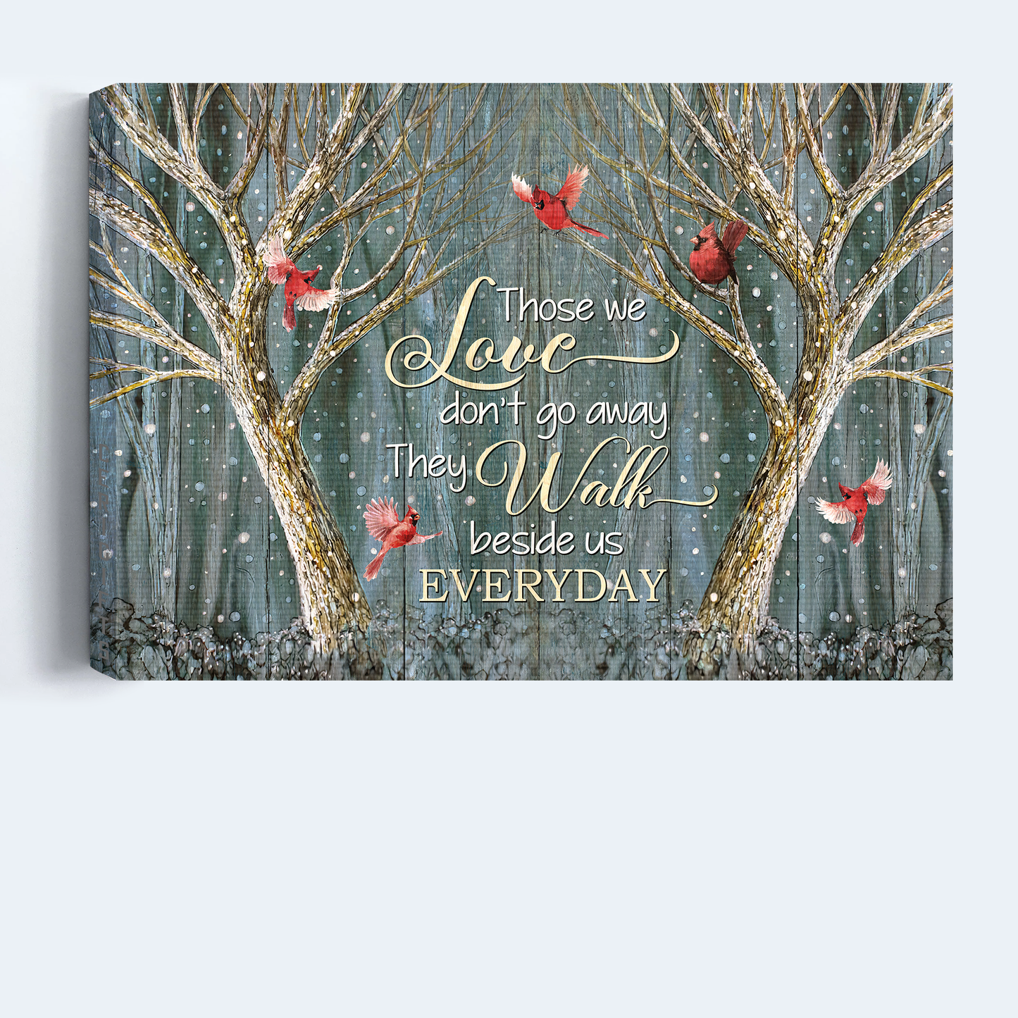 Heaven Landscape Canvas - Magic forest, Winter painting, Red cardinal Canvas - Memorial Gift For Family Members - Those we love don't go away Landscape Canvas