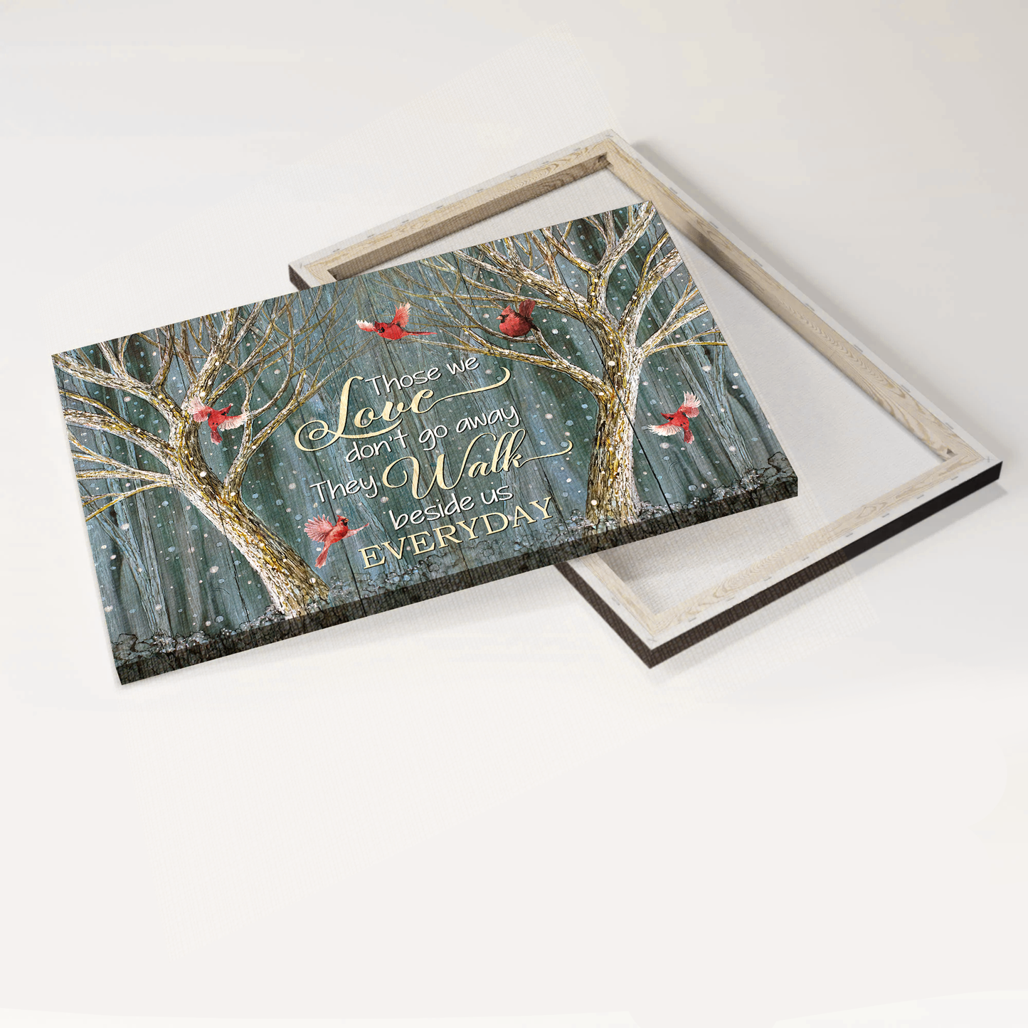 Heaven Landscape Canvas - Magic forest, Winter painting, Red cardinal Canvas - Memorial Gift For Family Members - Those we love don't go away Landscape Canvas