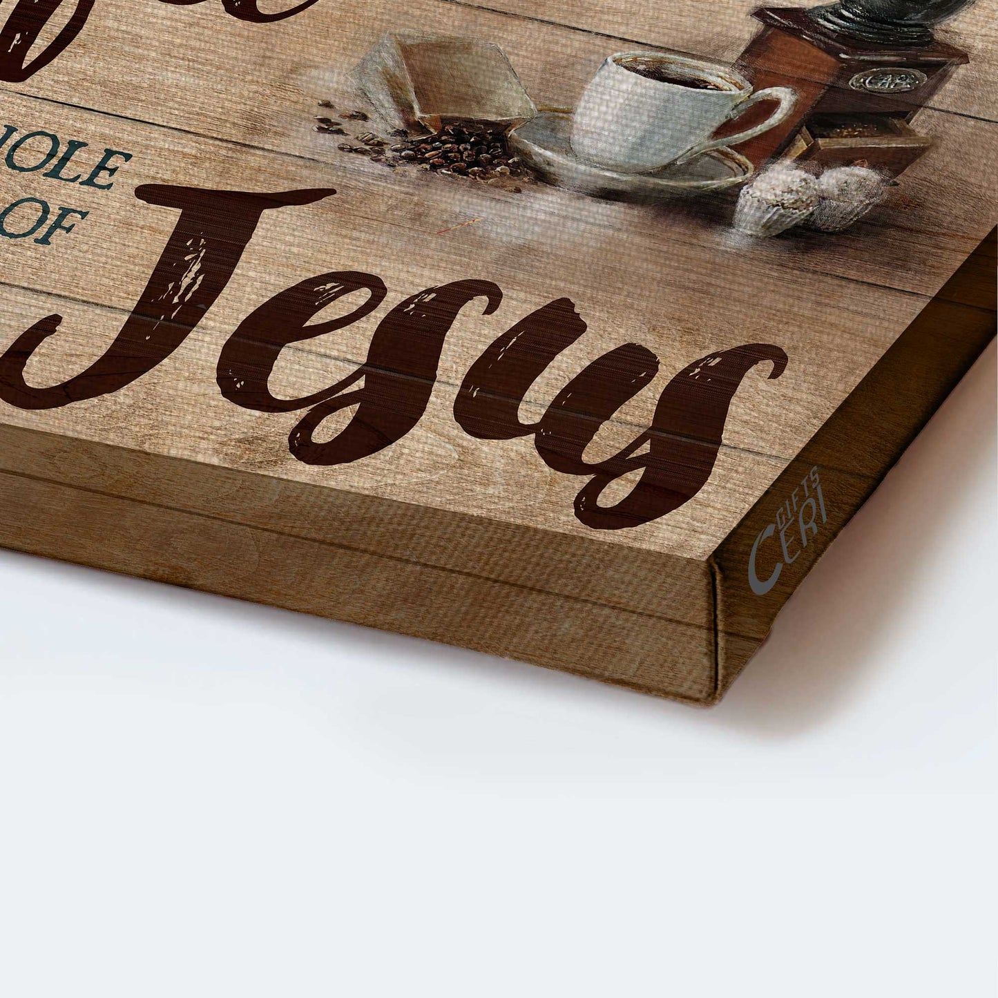 Jesus Landscape Canvas- Making coffee, Bible, Cross canvas- Gift for Christian- All I need today is a little of coffee and a whole lot of Jesus - Landscape Canvas Prints, Wall Art