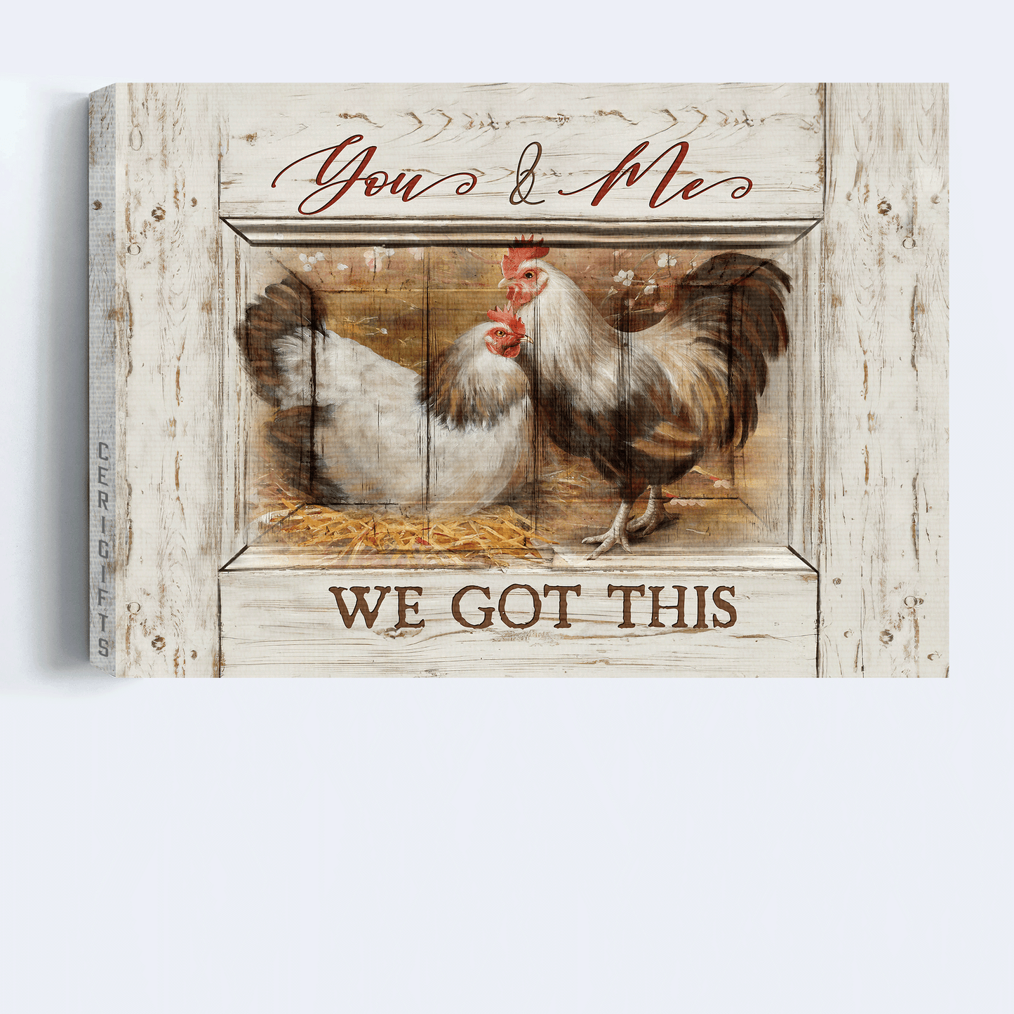 Couple Landscape Canvas - Male chicken, Female chicken, Farm life Canvas - Gift for Family, Couple - You and me Family Landscape Canvas