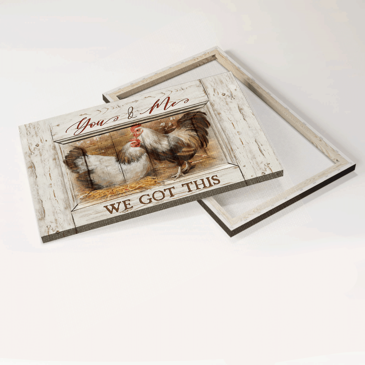Couple Landscape Canvas - Male chicken, Female chicken, Farm life Canvas - Gift for Family, Couple - You and me Family Landscape Canvas