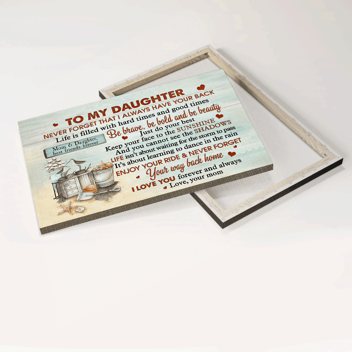 Gift for Daughter- Mom to daughter, Beach drawing, White dolphin, I'm always right there in your heart - Family Landscape Canvas Prints, Wall Art