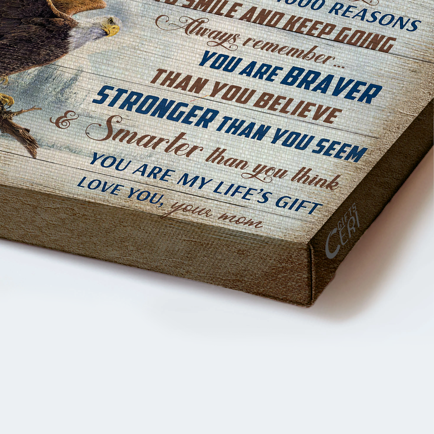 Gift to Son- Mom to son, Eagle, Snow mountain, You are my life's gift - Family Landscape Canvas Prints, Wall Art