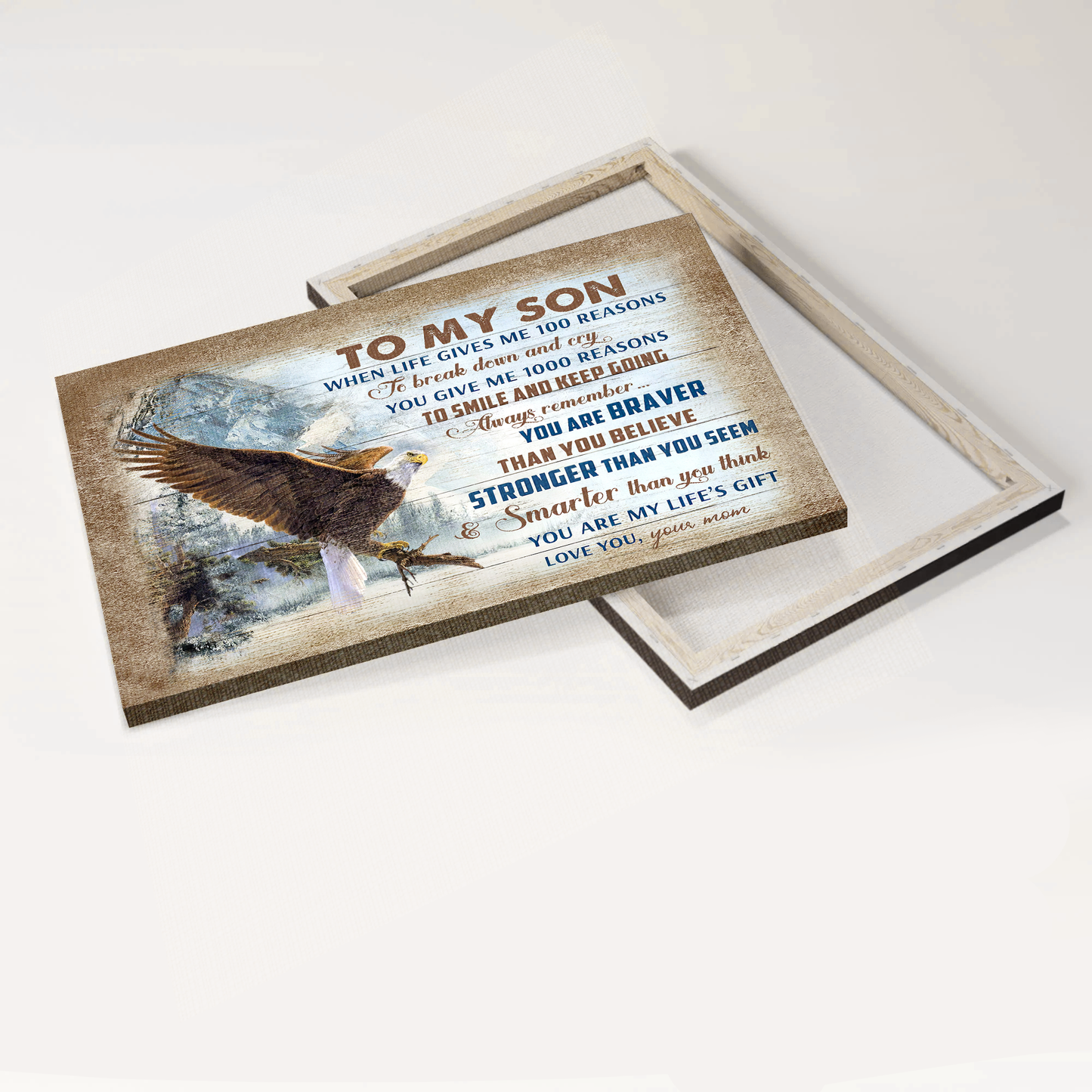 Gift to Son- Mom to son, Eagle, Snow mountain, You are my life's gift - Family Landscape Canvas Prints, Wall Art