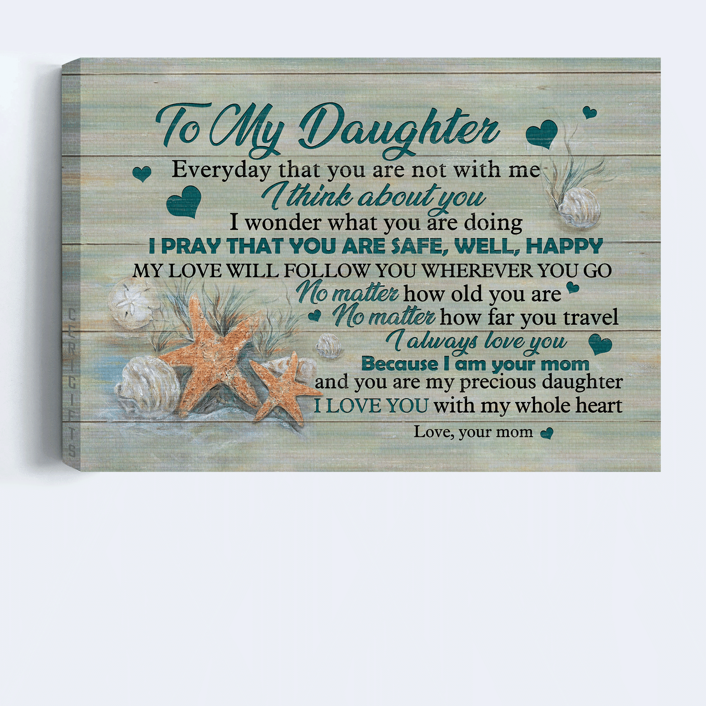Gift for Daughter- Mother to daughter, Starfish, I pray that you are safe, well, happy - Family Landscape Canvas Prints, Wall Art