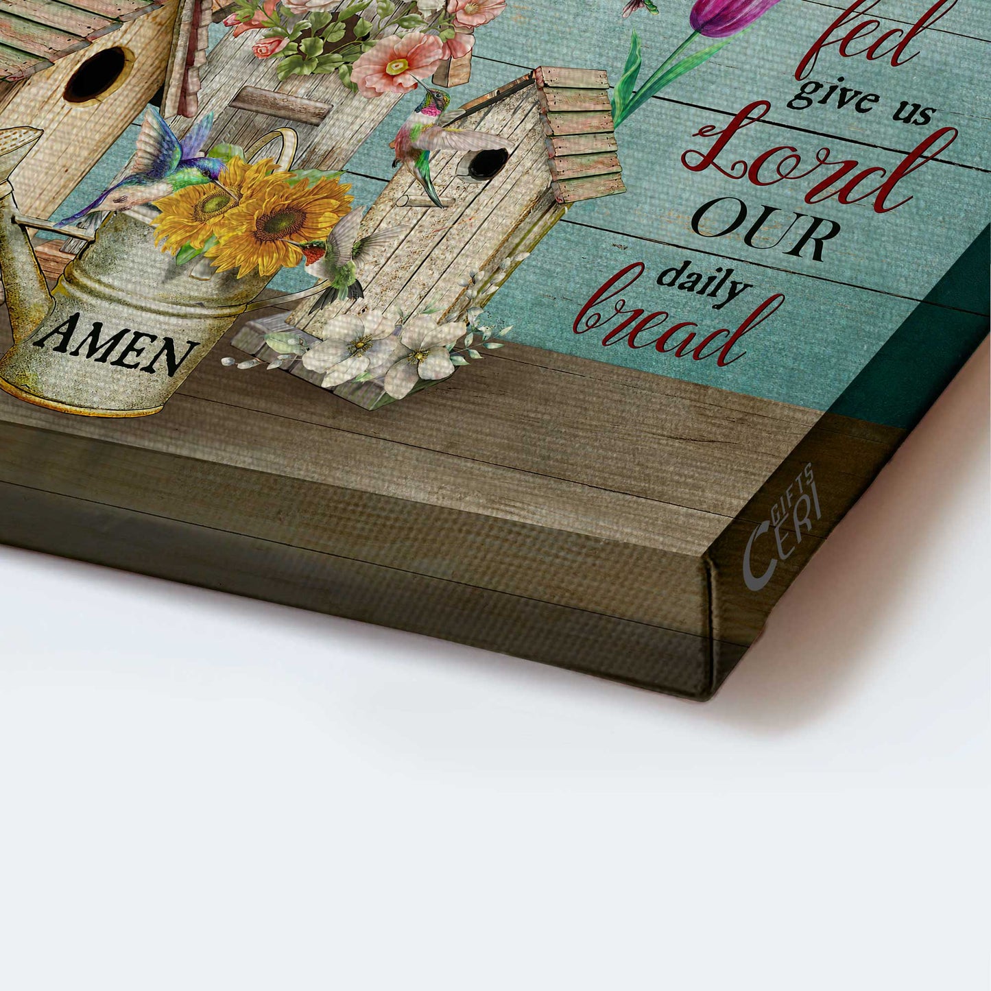 Jesus Landscape Canvas- Nest, Colorful Flower, Hummingbirds canvas- Gift for Christian- God is great, God is good - Landscape Canvas Prints, Wall Art