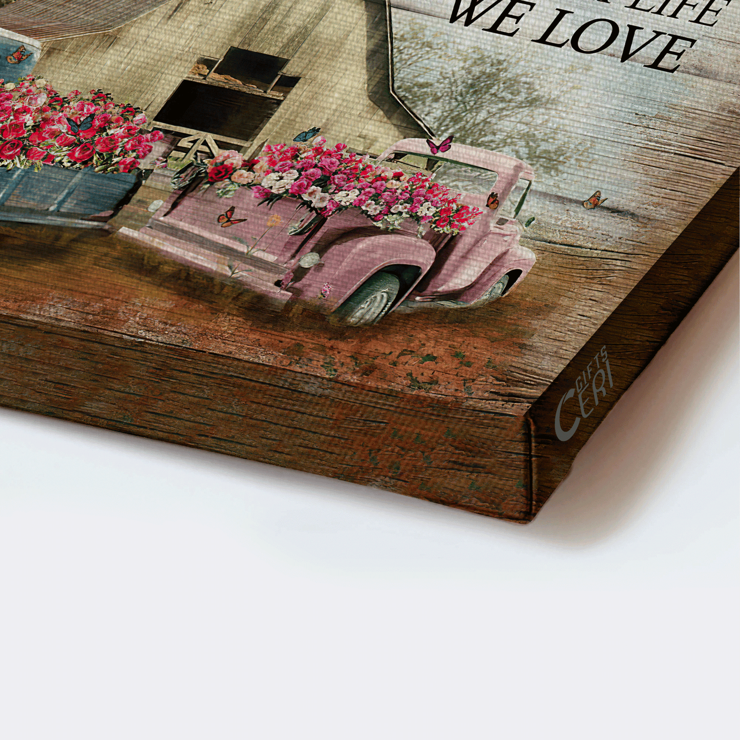 Farm Landscape Canvas - Old Barn Painting, Flower Car, Butterfly Landscape, Windmill Landscape Canvas - Gift For Farmer - And so together We built a life we love Landscape Canvas