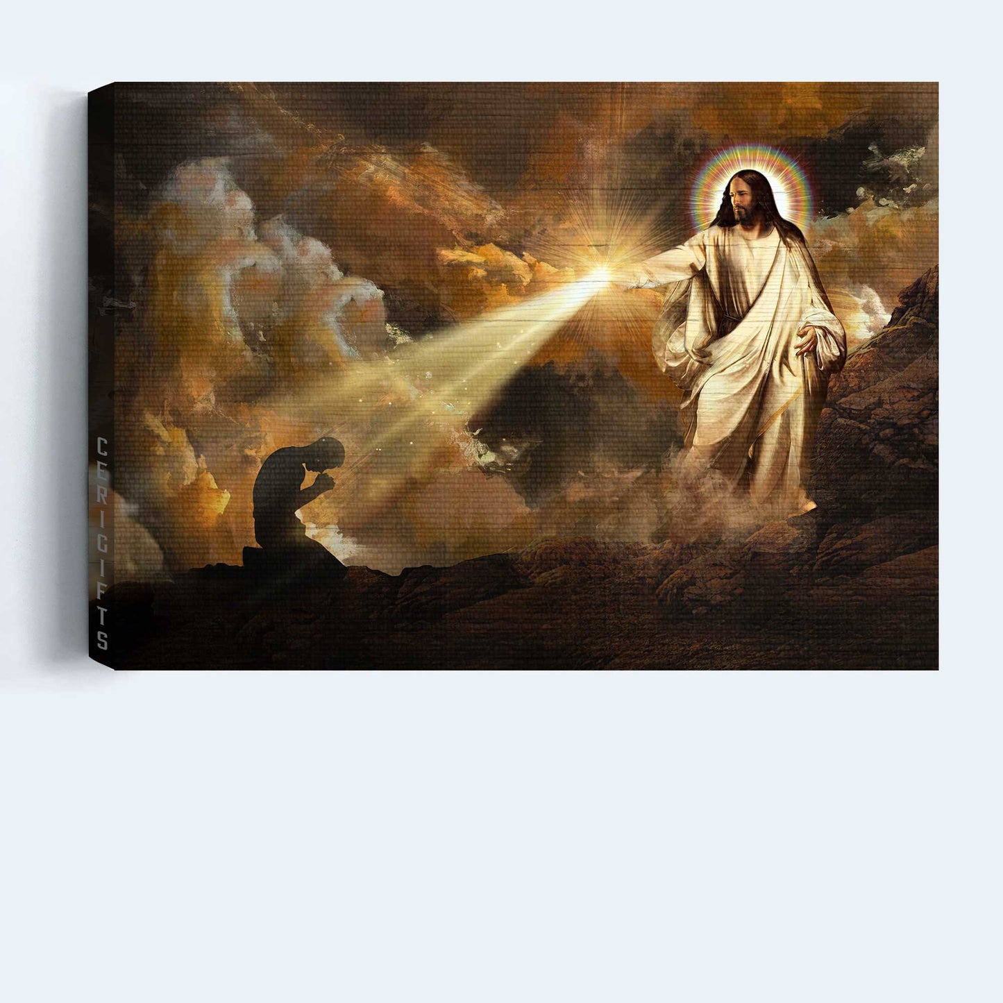 Jesus Landscape Canvas- Amazing Halo, Pray For Healing, Walking With Jesus Landscape Canvas- Gift For Christian