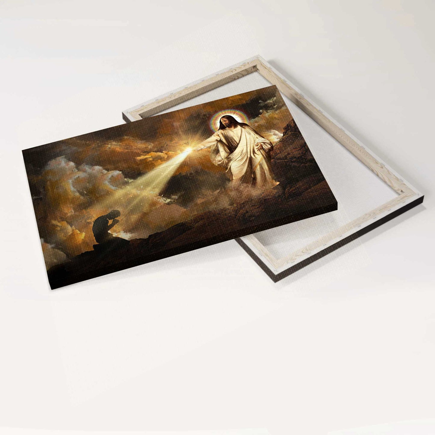 Jesus Landscape Canvas- Amazing Halo, Pray For Healing, Walking With Jesus Landscape Canvas- Gift For Christian