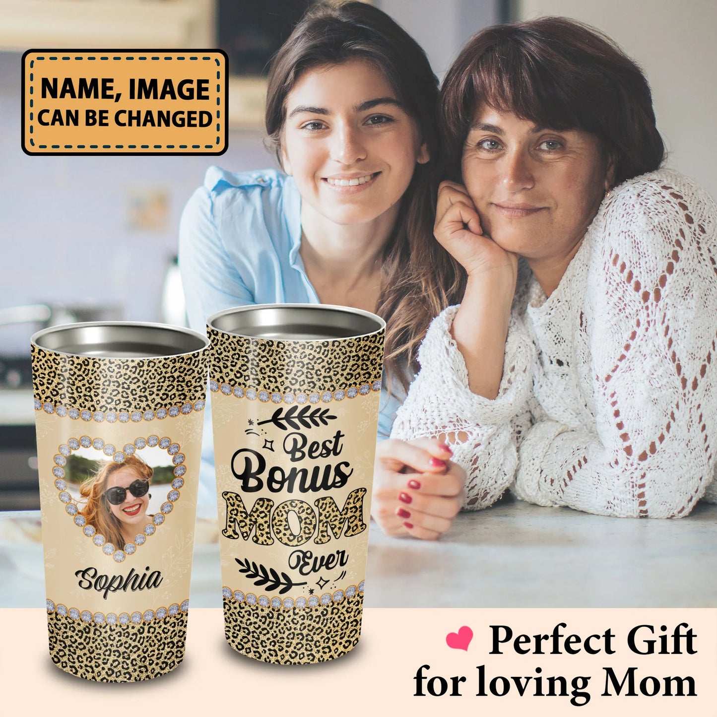 Best Personalized Mother's Day Gifts Tumbler - Custom Gift For Mother's Day, Presents for Mom - Best Bonus Mom Ever Tumbler
