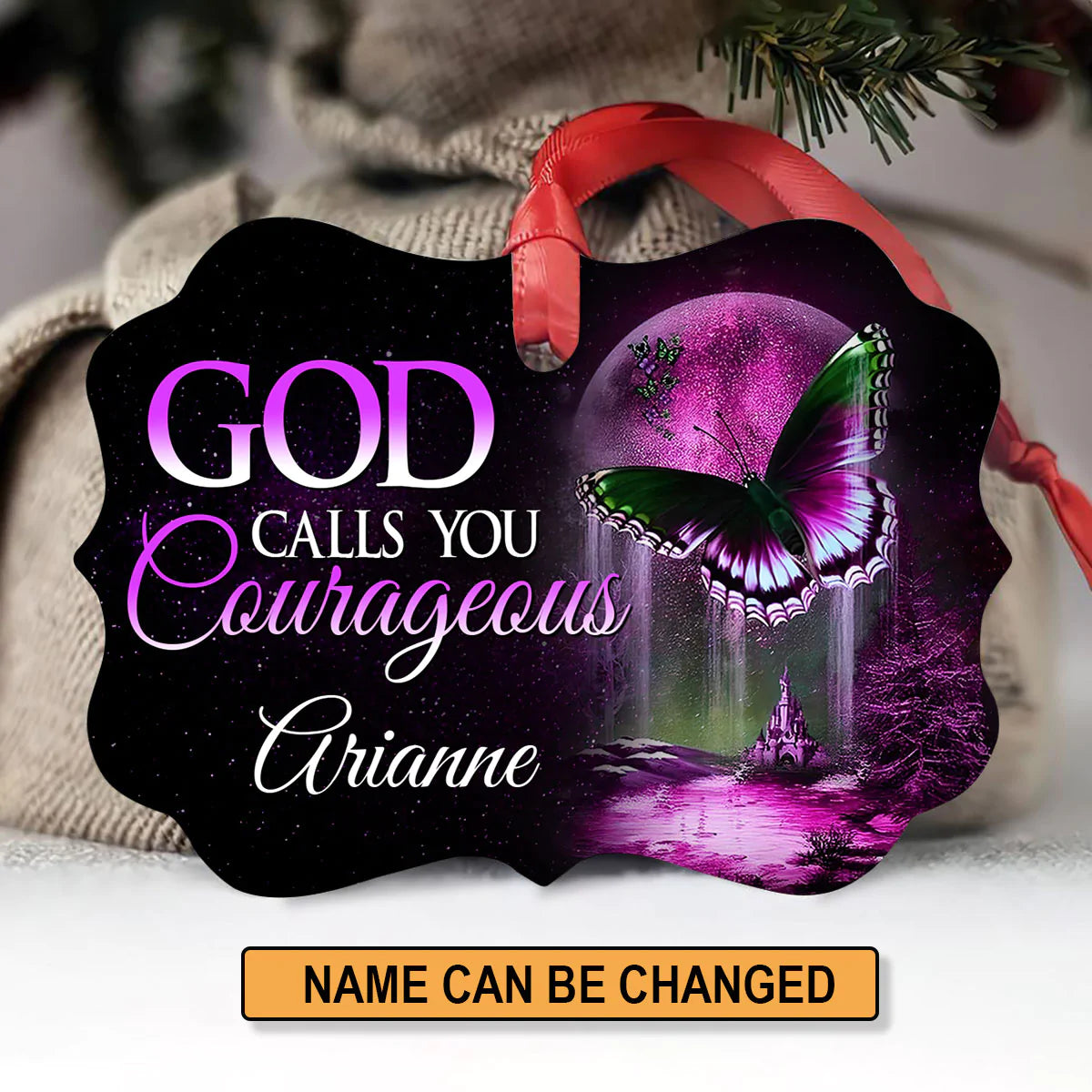 Jesus Aluminum Ornament - Personalized Butterfly Aluminium Ornament - Custom Gift For Christian - God Calls You Courageous Aluminum Ornament