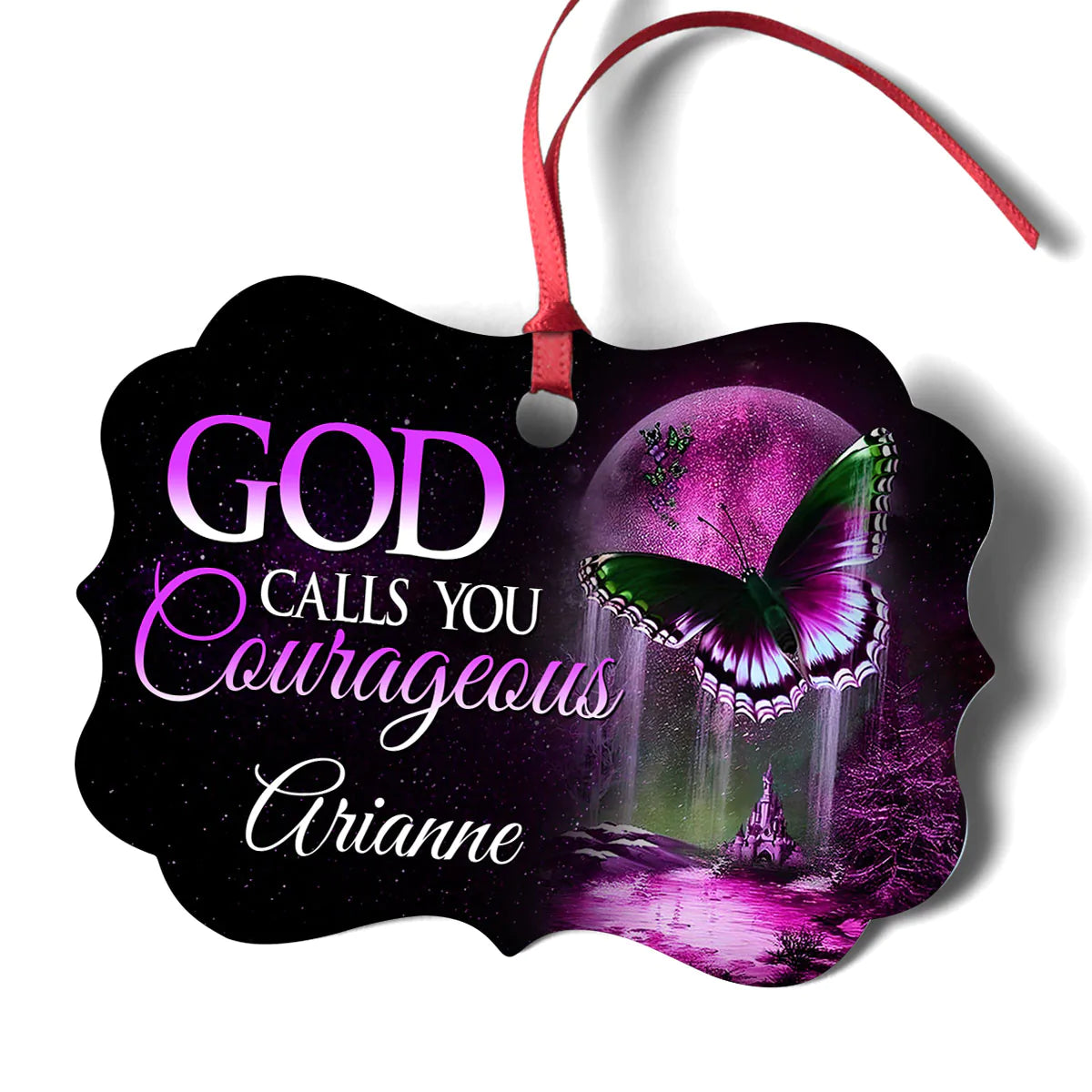 Jesus Aluminum Ornament - Personalized Butterfly Aluminium Ornament - Custom Gift For Christian - God Calls You Courageous Aluminum Ornament