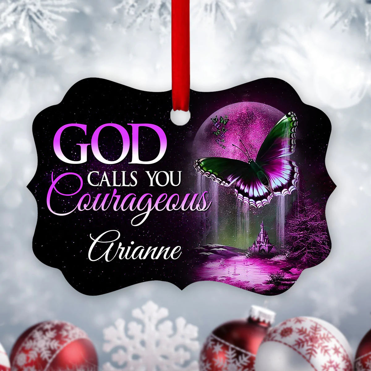 Jesus Aluminum Ornament - Personalized Butterfly Aluminium Ornament - Custom Gift For Christian - God Calls You Courageous Aluminum Ornament
